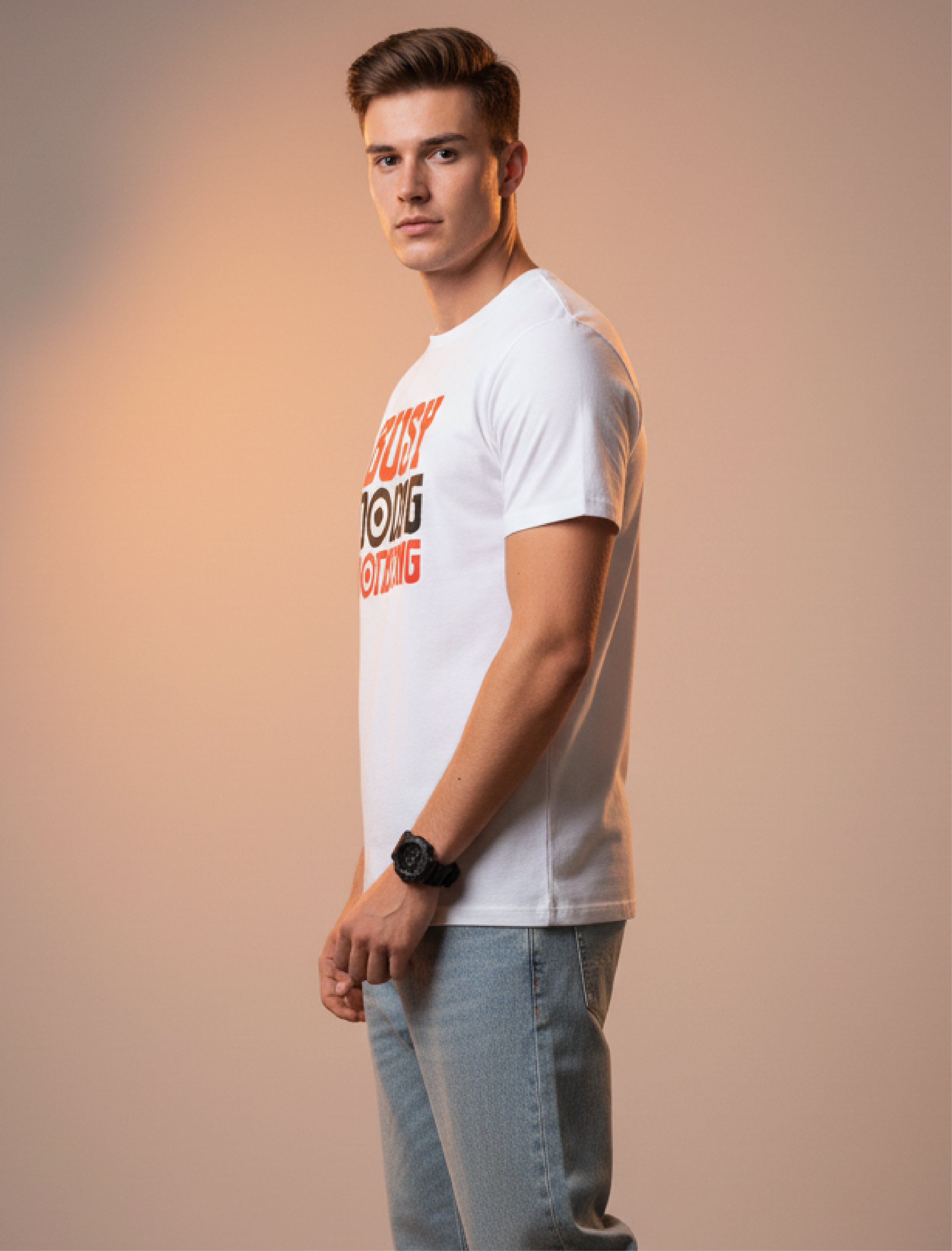 Men Printed White Cotton Tshirt