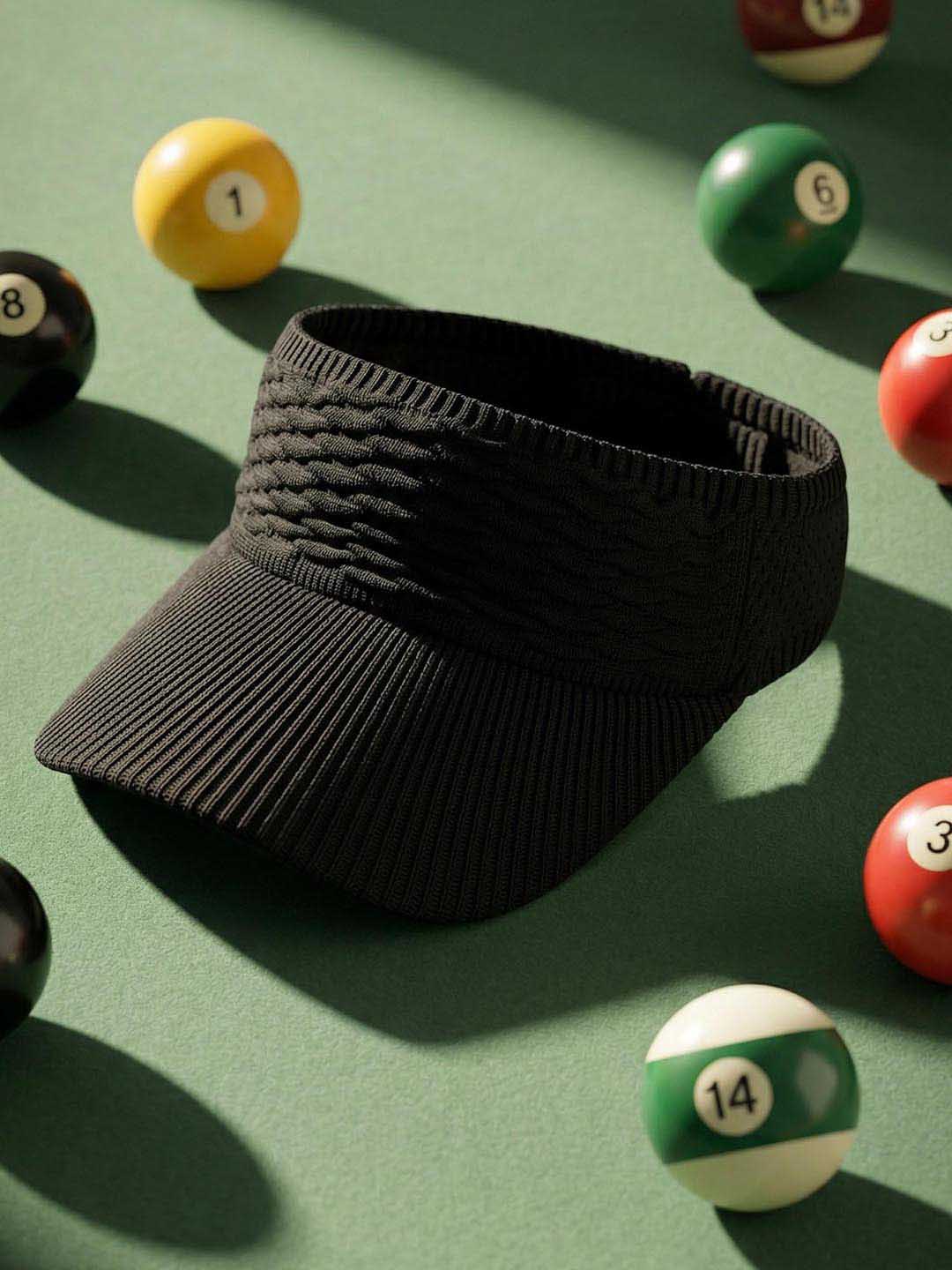 Black Ribbed Sun Visor Cap