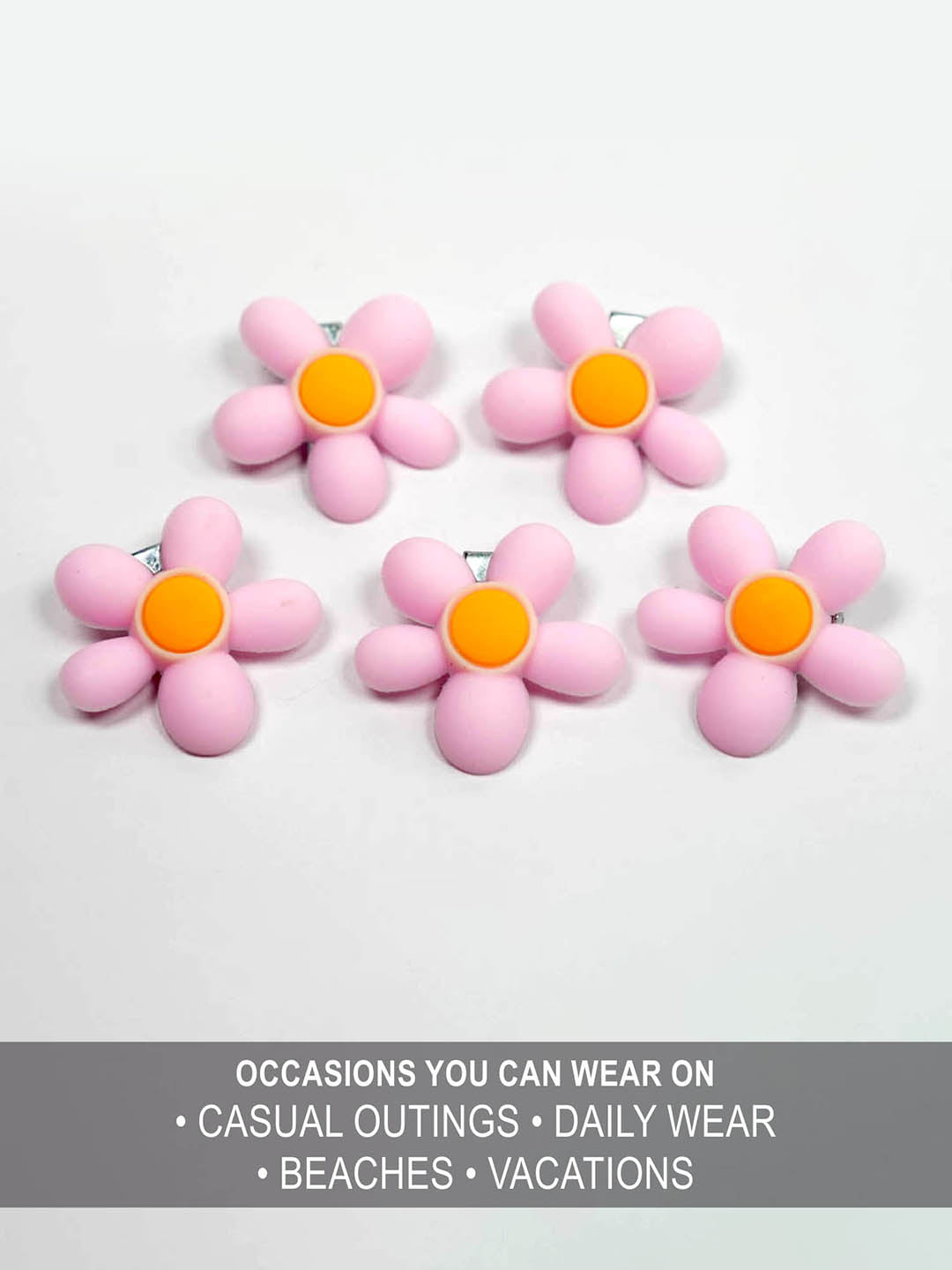 Women Pink Flower Pins Set Of 5