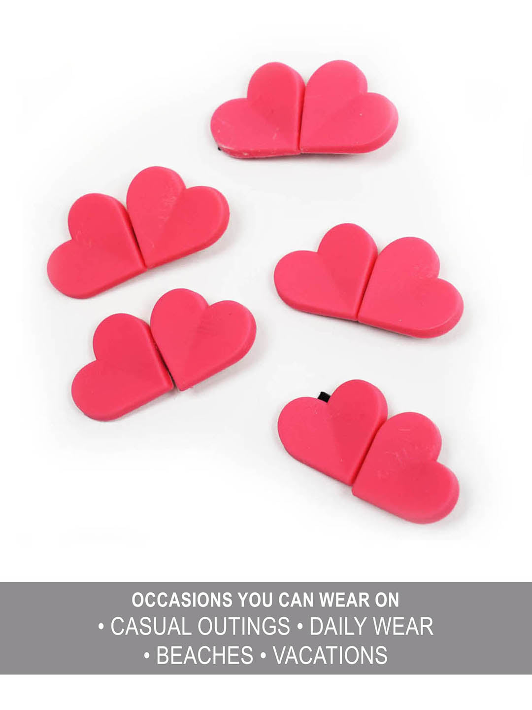 Women Pink Heart Pins Set Of 5