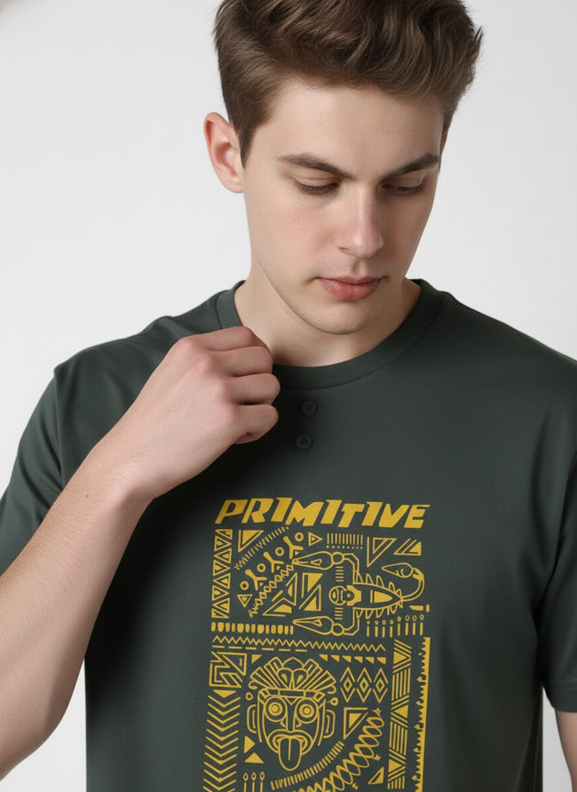 Men Cotton Tribal T-Shirt