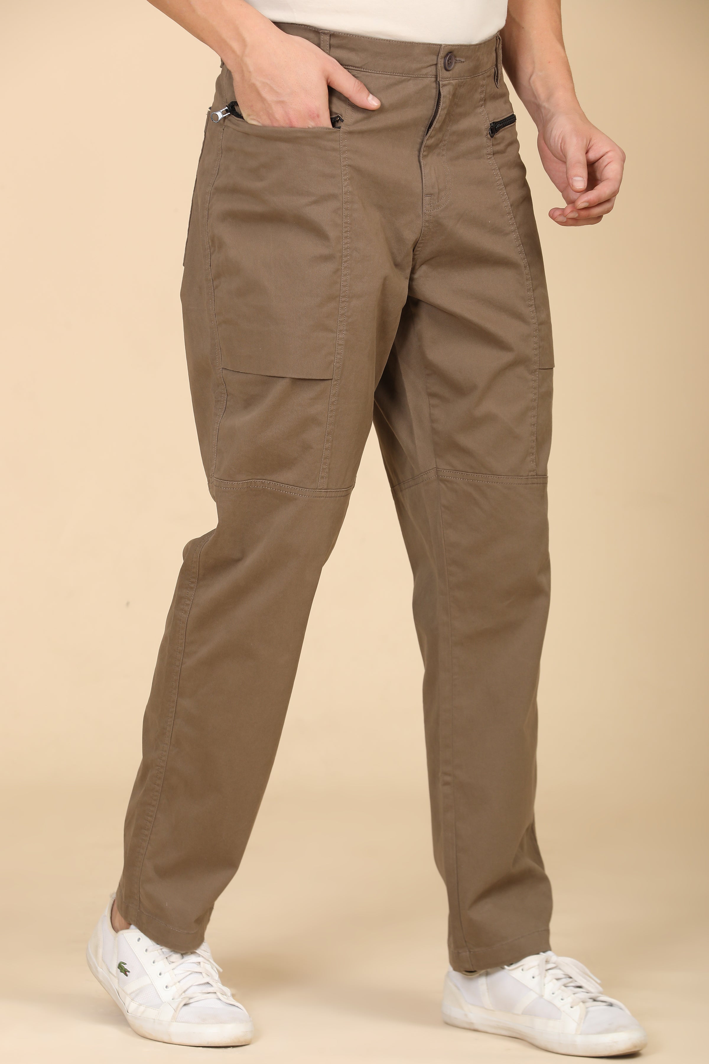 Men Infix Basic Streetwear Trouser Taupe
