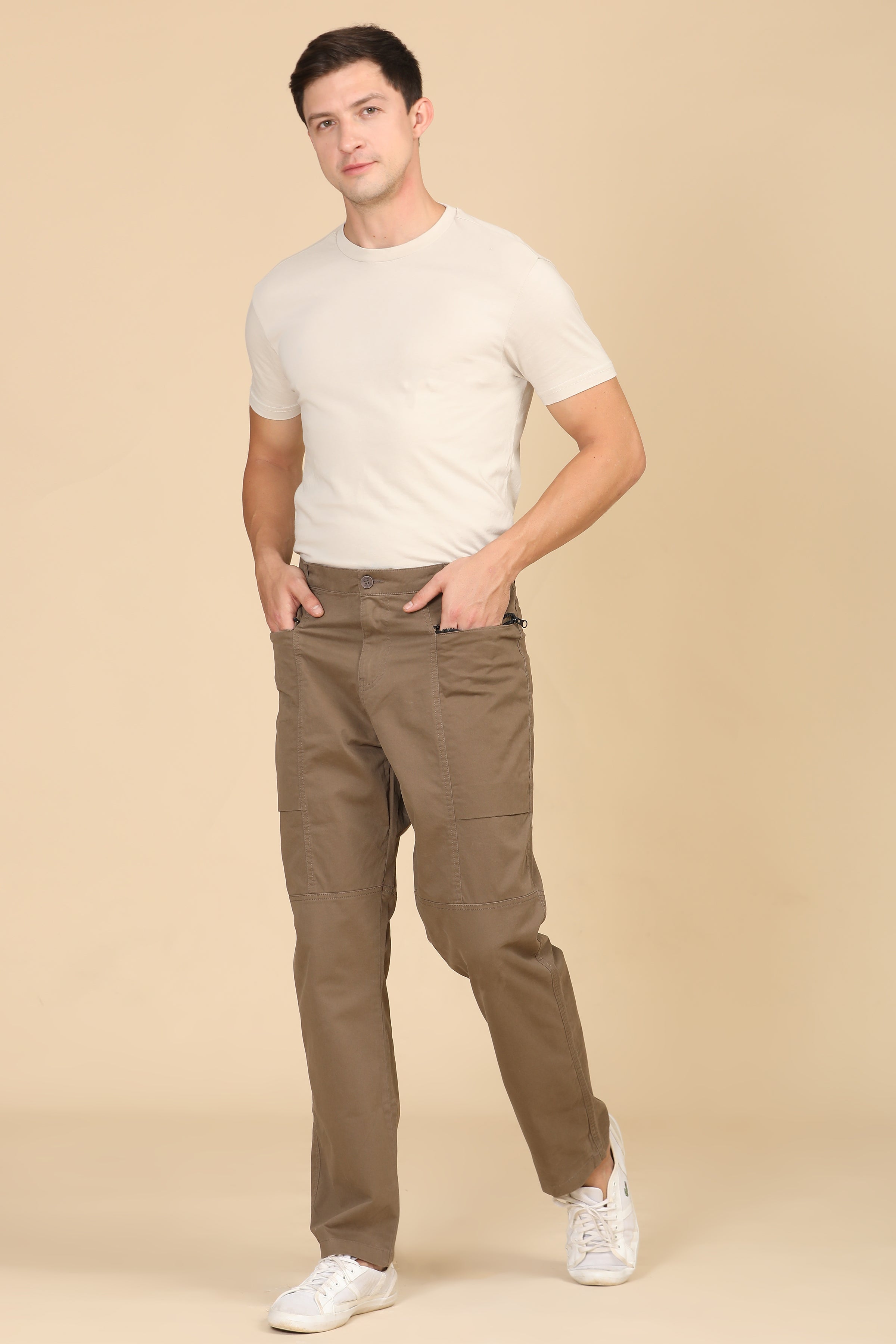 Men Infix Basic Streetwear Trouser Taupe