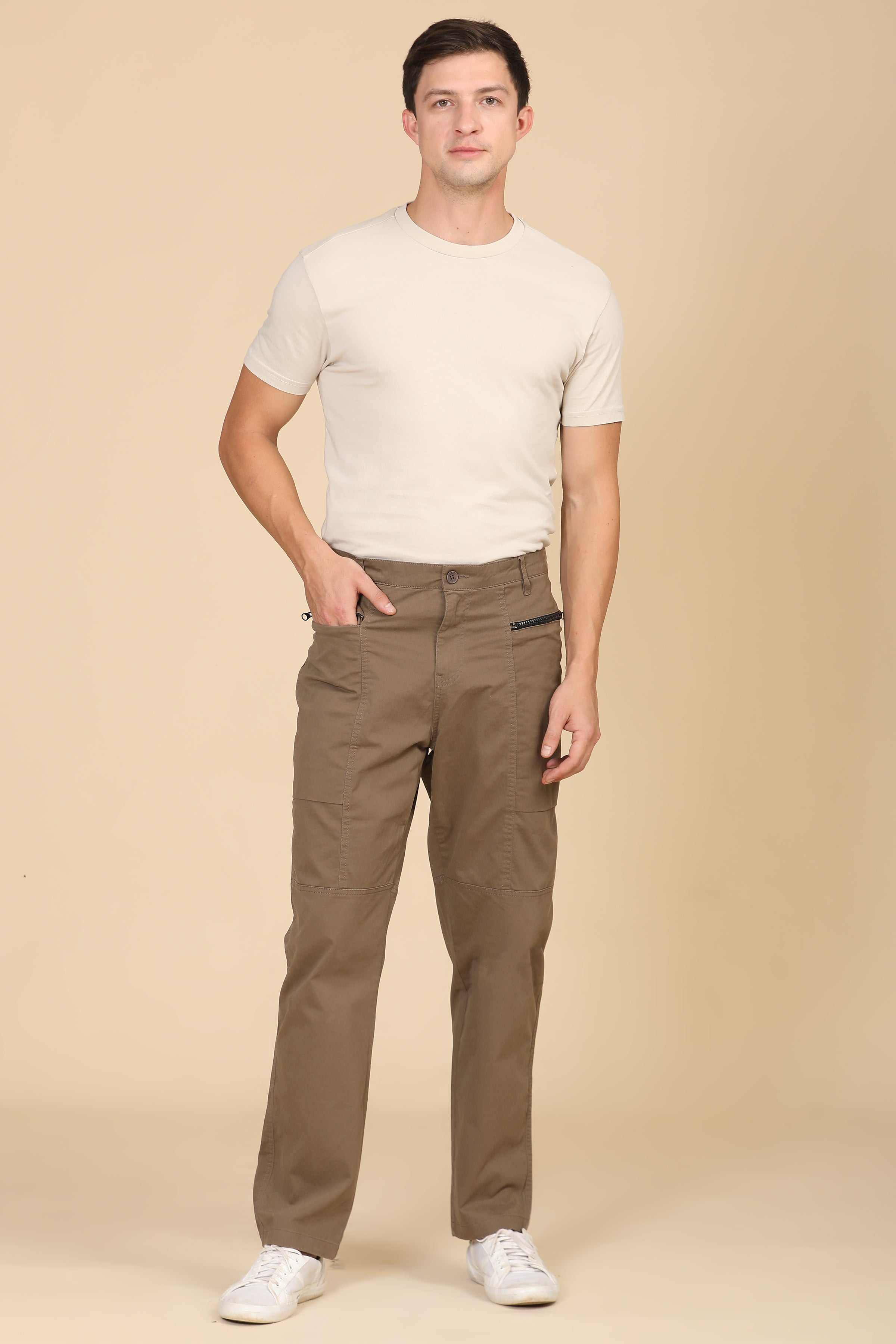 Men Infix Basic Streetwear Trouser Taupe