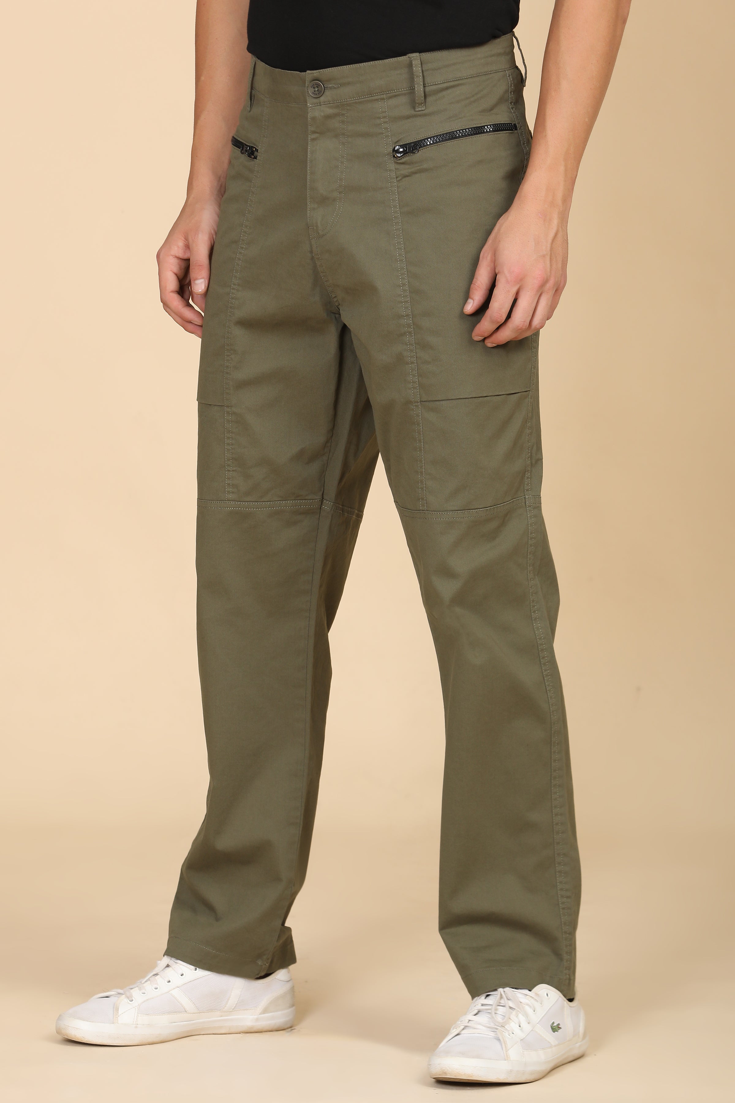 Men Infix Basic Streetwear Trouser Green