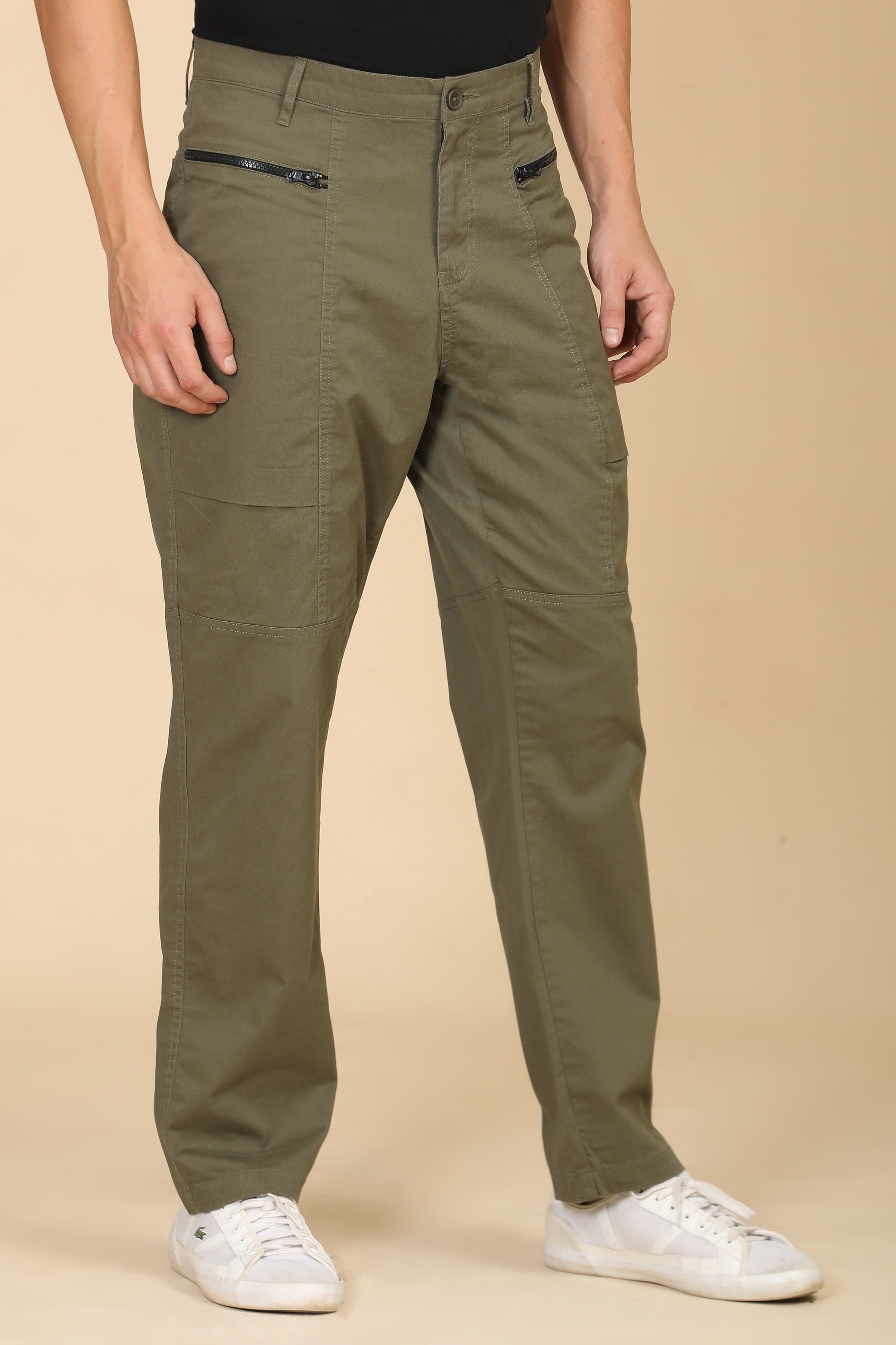 Men Infix Basic Streetwear Trouser Green