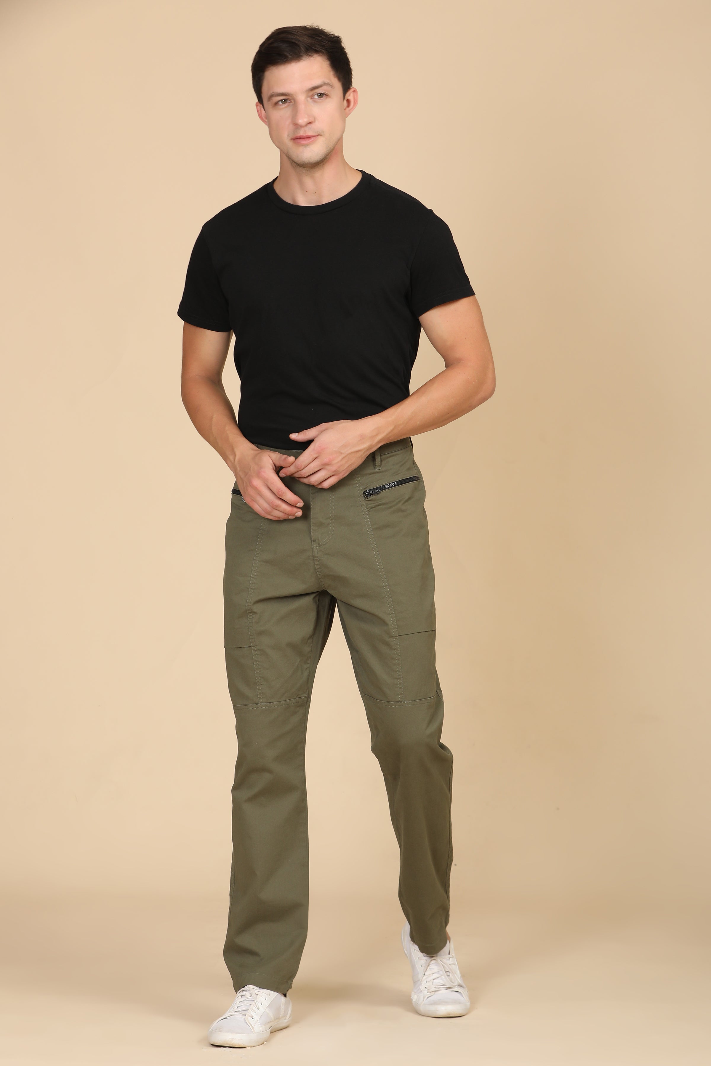 Men Infix Basic Streetwear Trouser Green