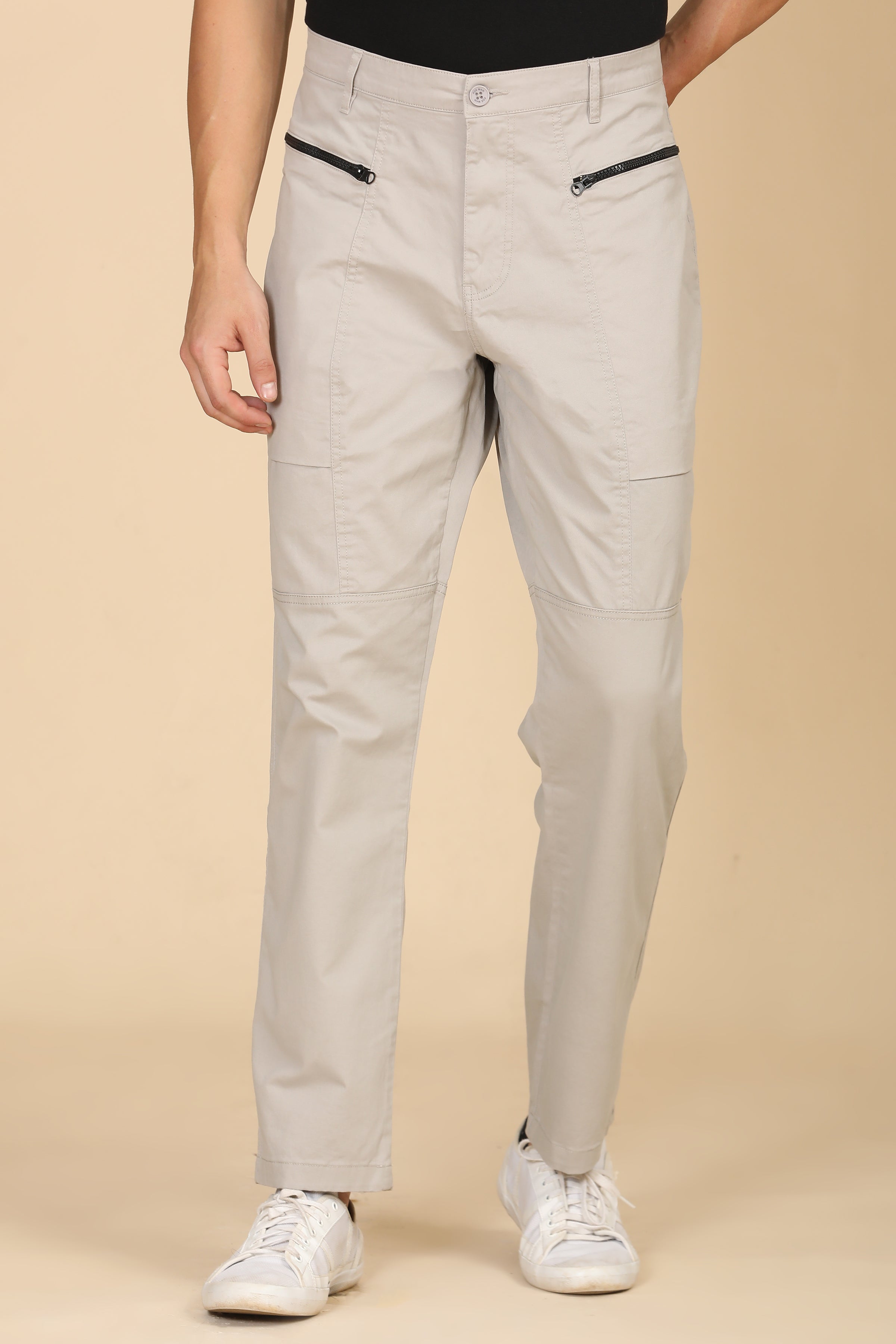 Men Infix Basic Streetwear Trouser Stone