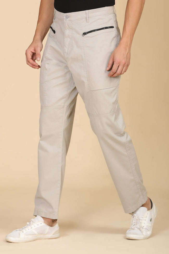 Men Infix Basic Streetwear Trouser Stone