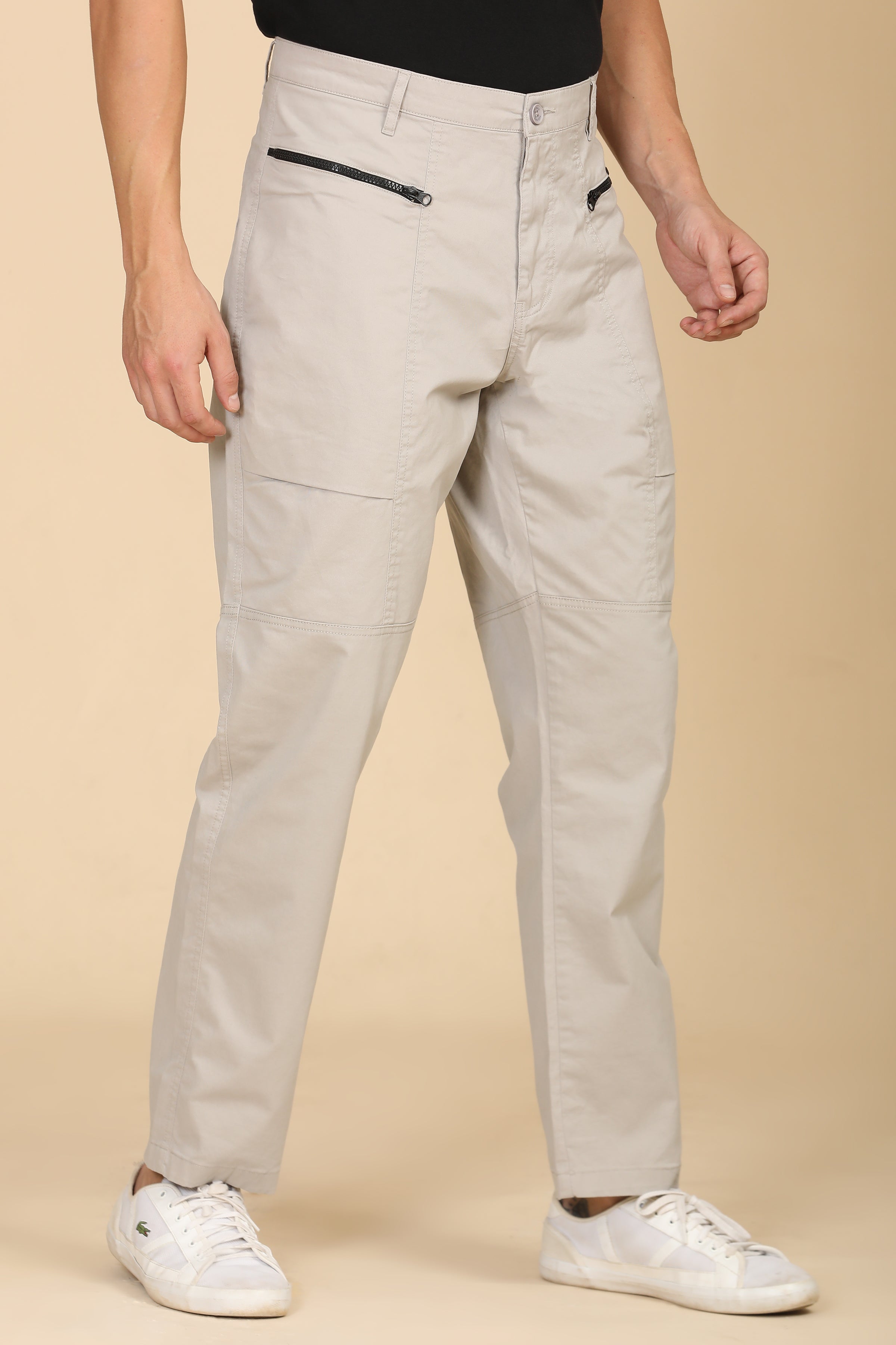 Men Infix Basic Streetwear Trouser Stone