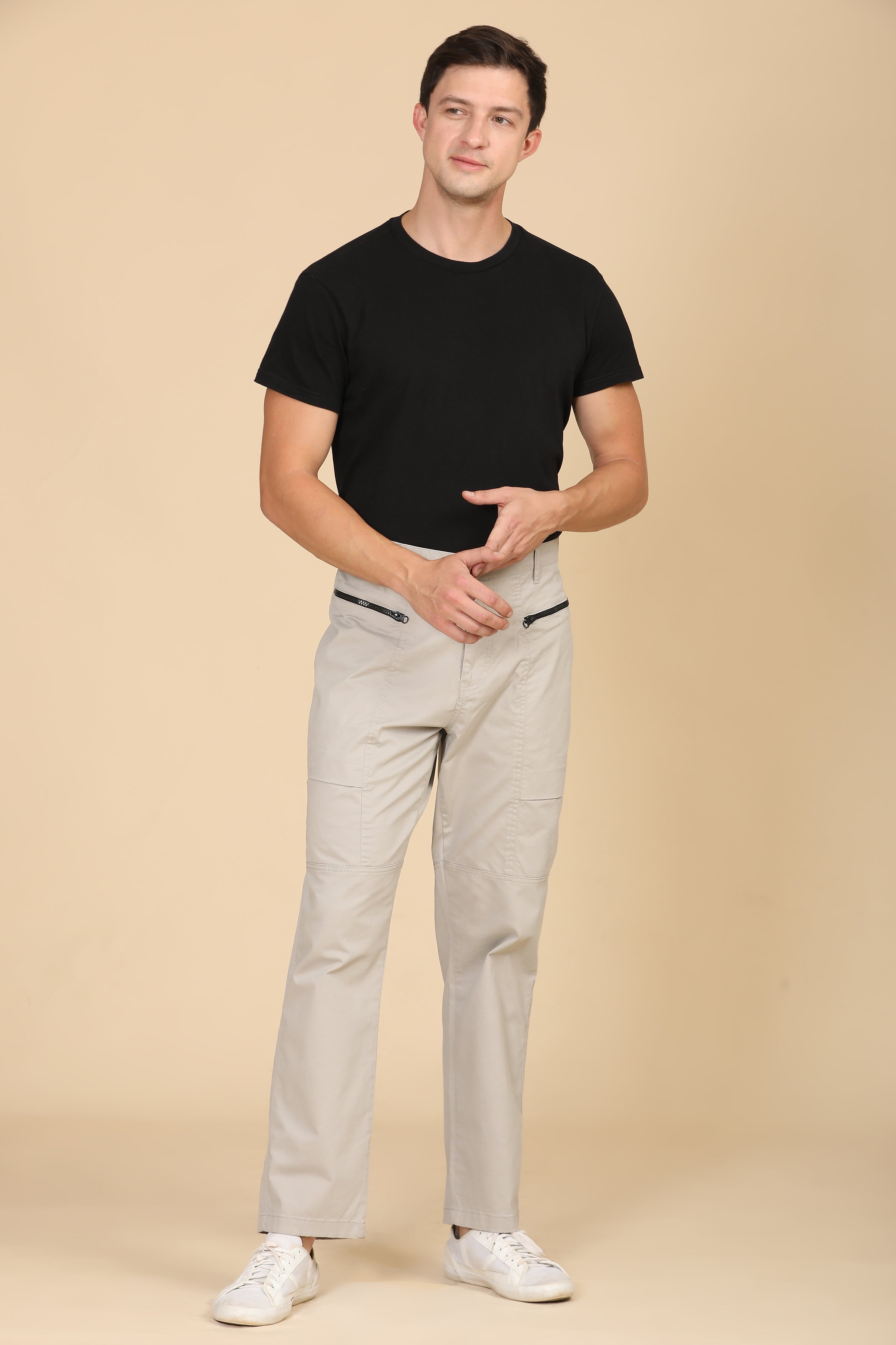 Men Infix Basic Streetwear Trouser Stone