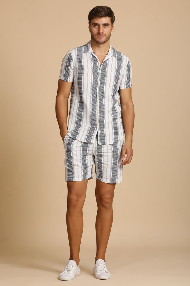 Men Cotton Dobby Striped Co-Ords