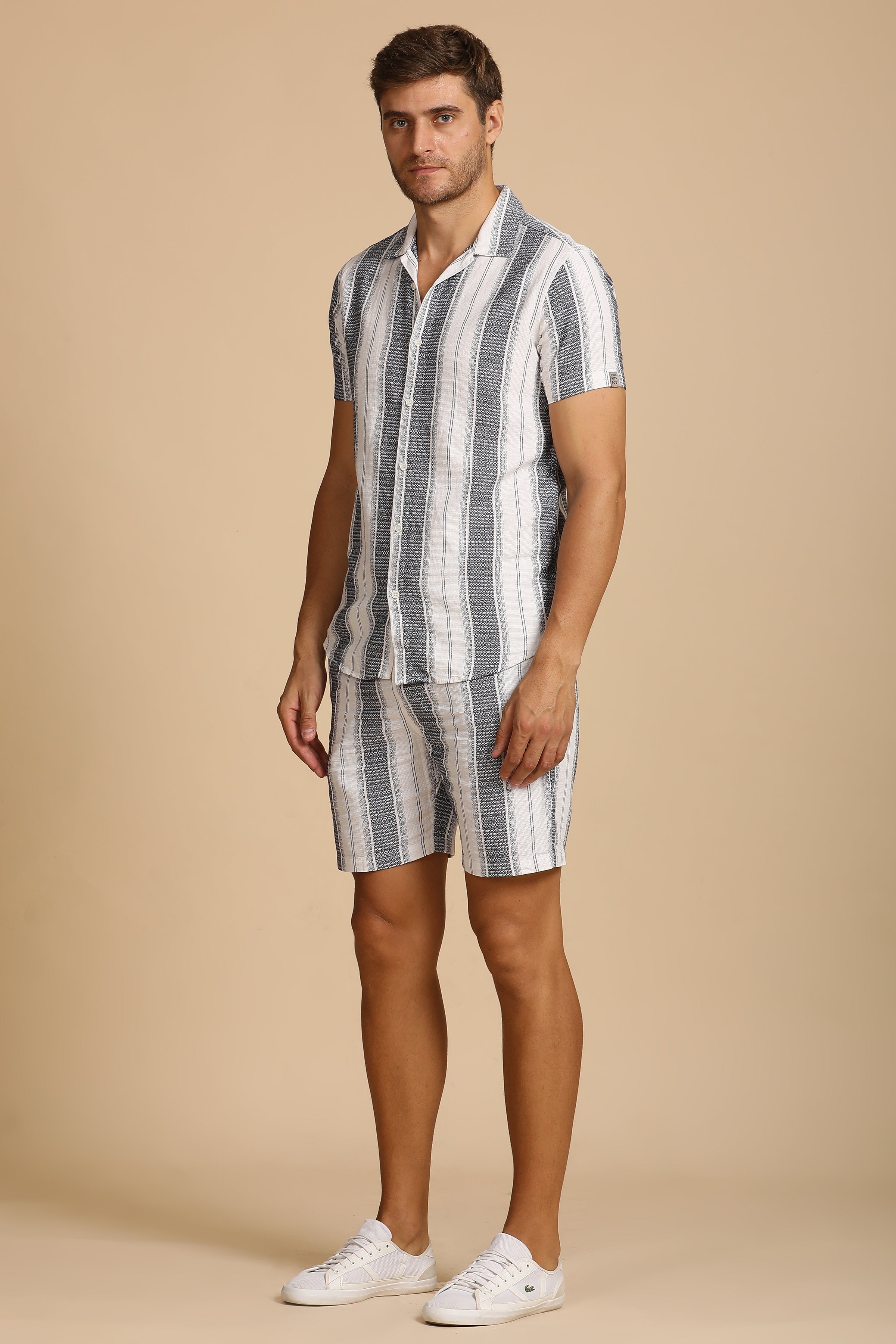 Men Cotton Dobby Striped Co-Ords