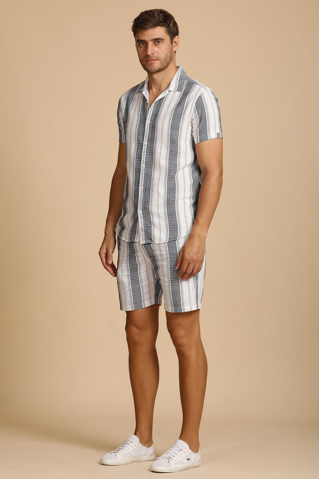 Men Cotton Dobby Striped Co-Ords