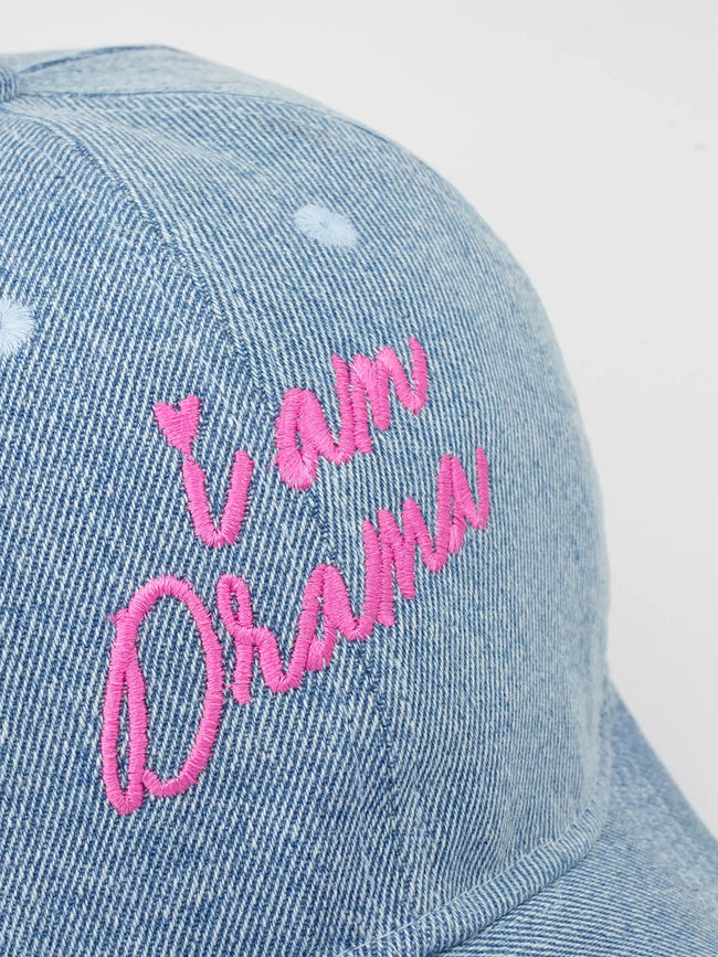 "I Am Drama" Embroidered Denim Baseball Cap