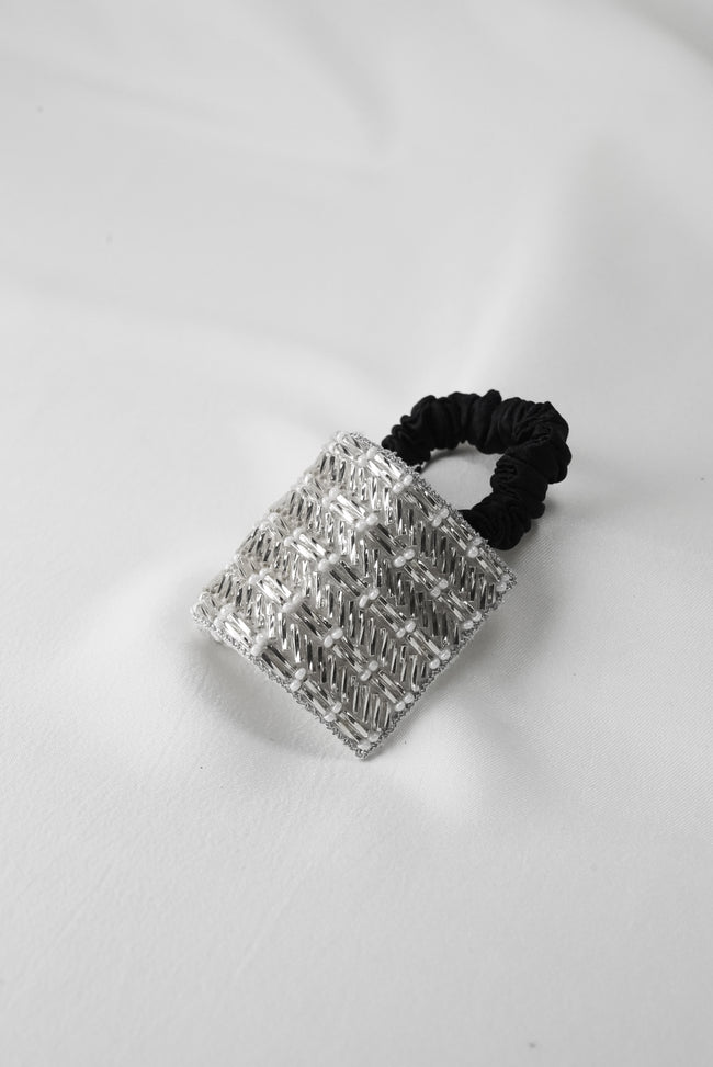 Silver Embellished Ponytail Holder
