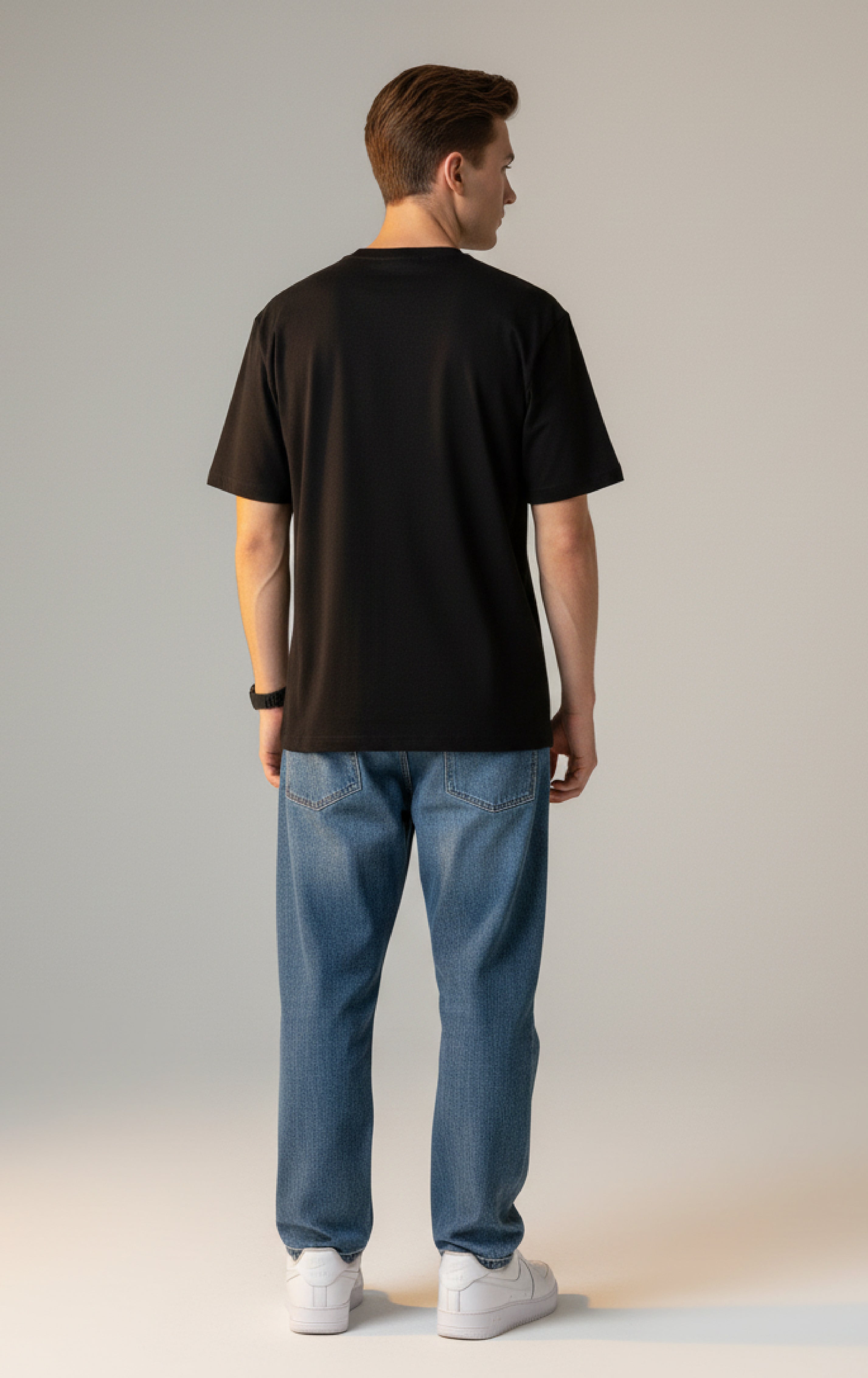 Men Printed Black Cotton Tshirt