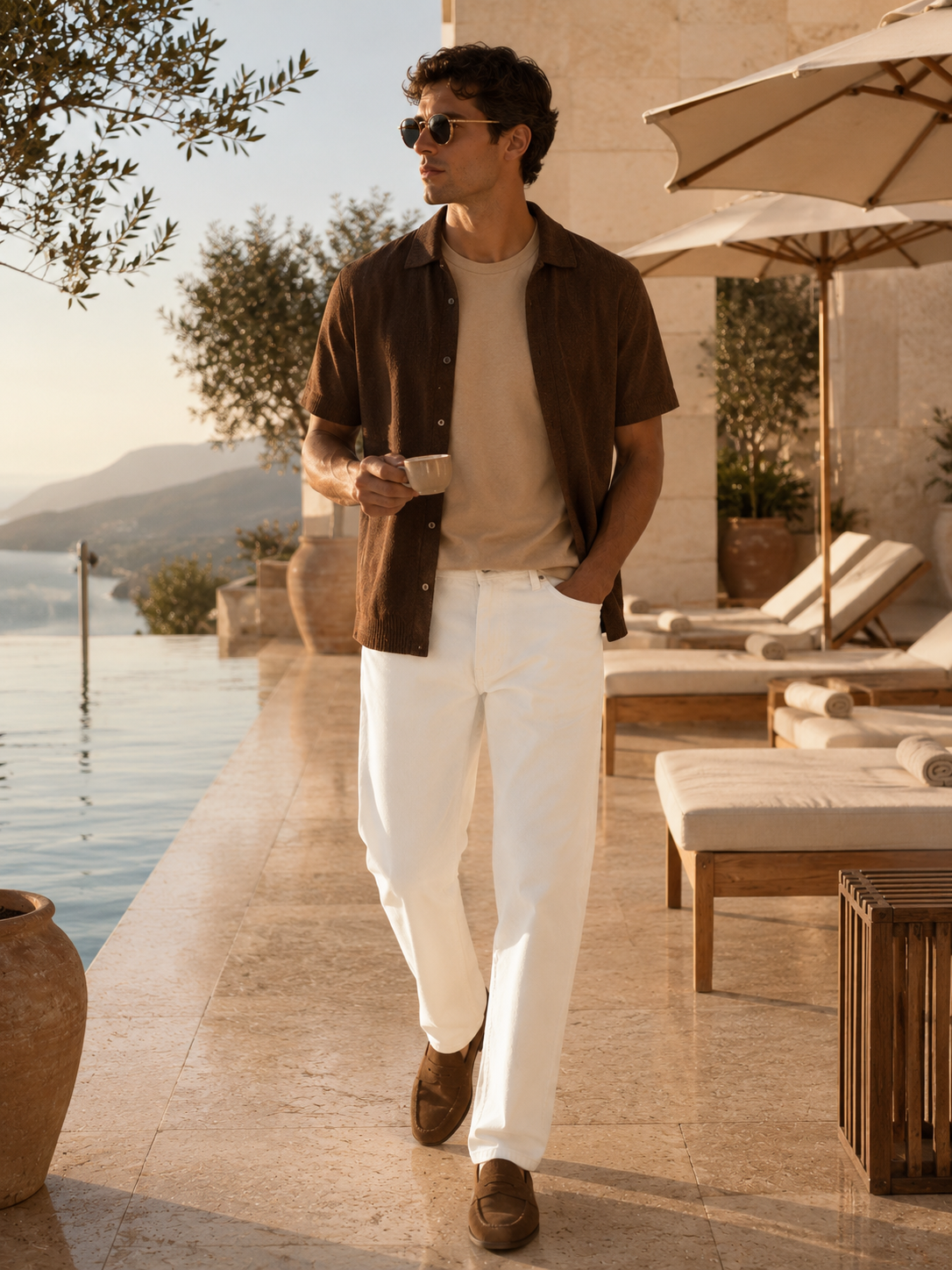 Men White Wide Leg Baggy Jeans