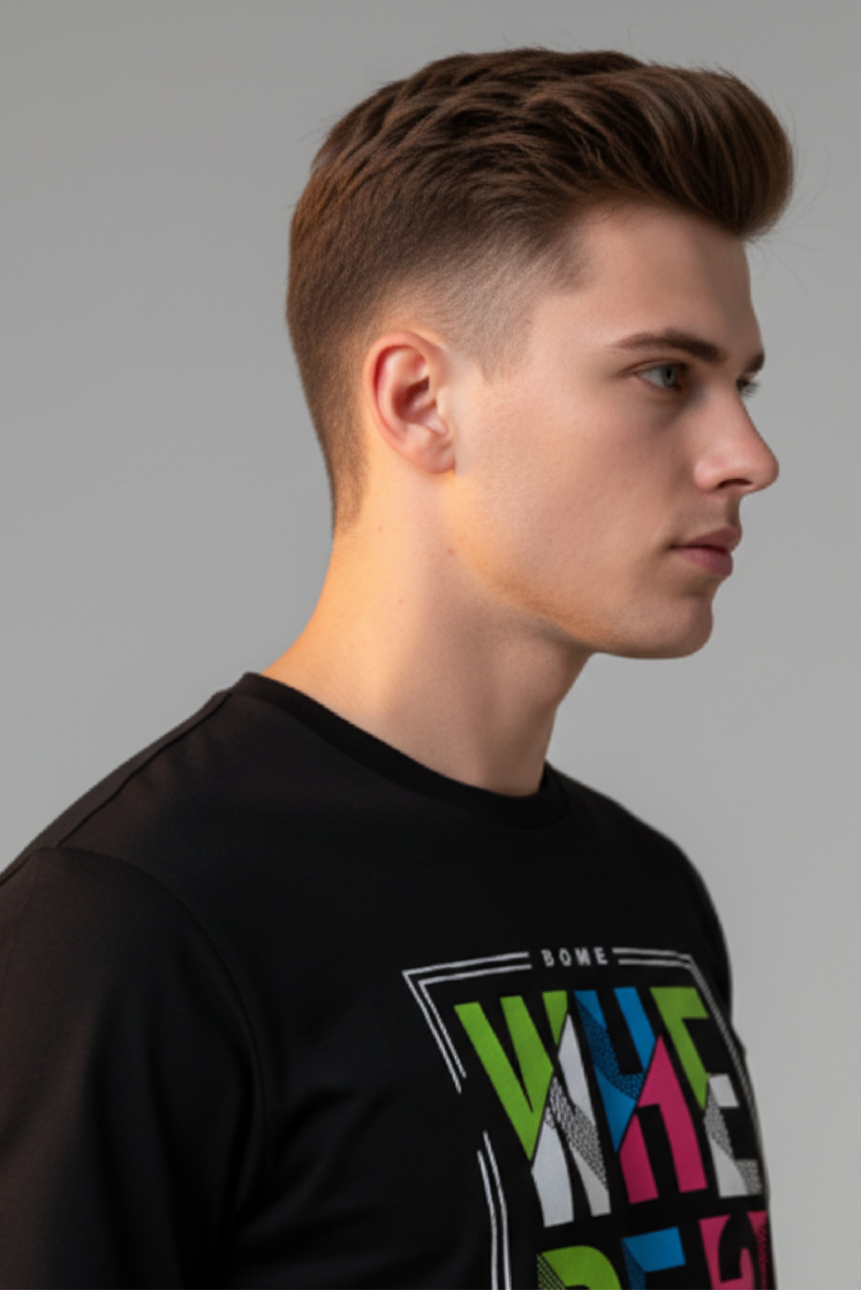 Men Printed Black Cotton Tshirt