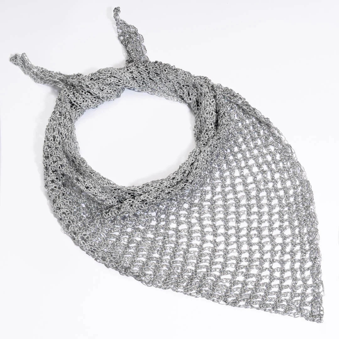 Silver Bohemian Crochet Headscarf