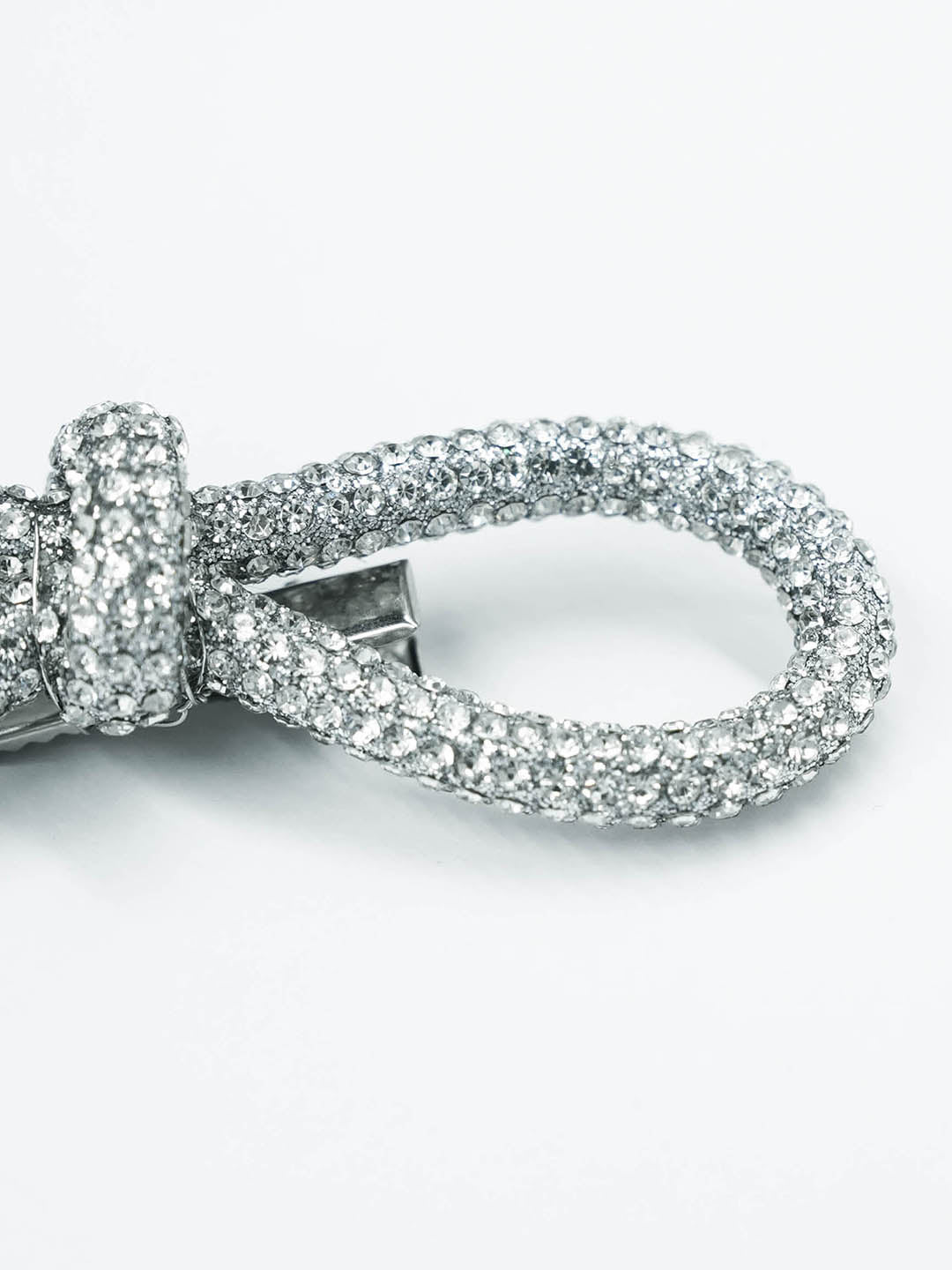 Women Silver Crystal Hair Bow Alligator Clip