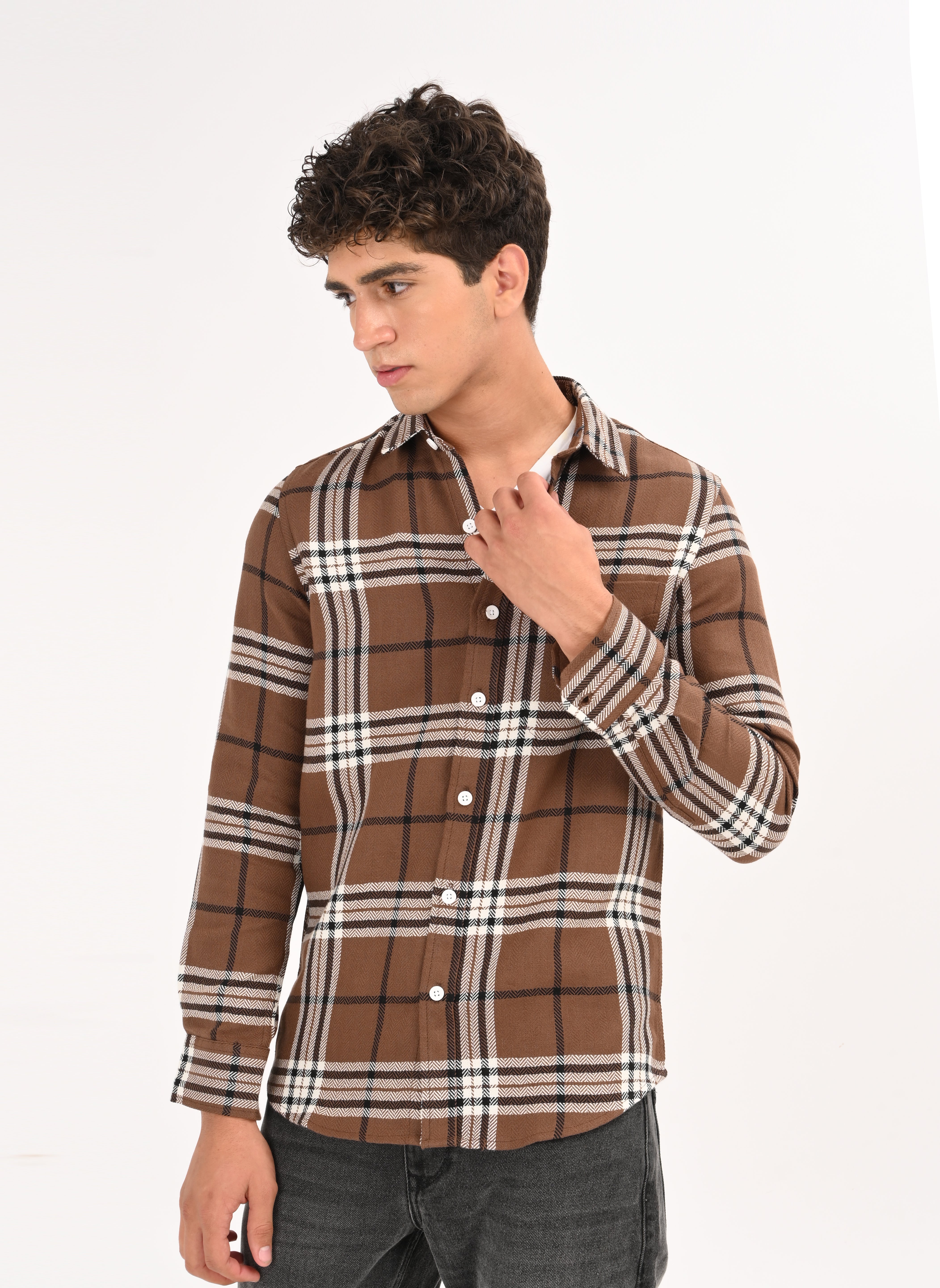 Men Brown Classic Bold Checked Shirt