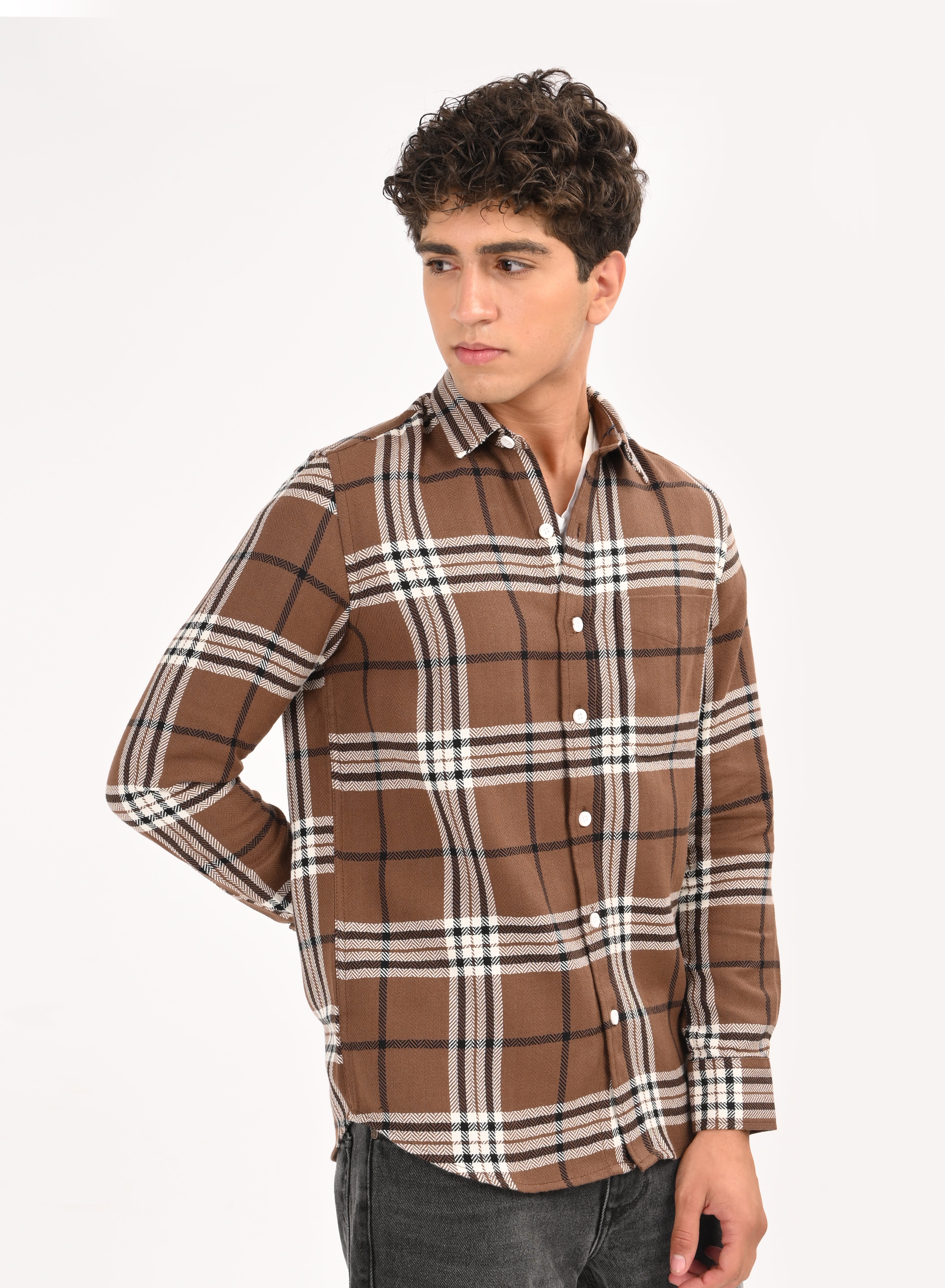 Men Brown Classic Bold Checked Shirt