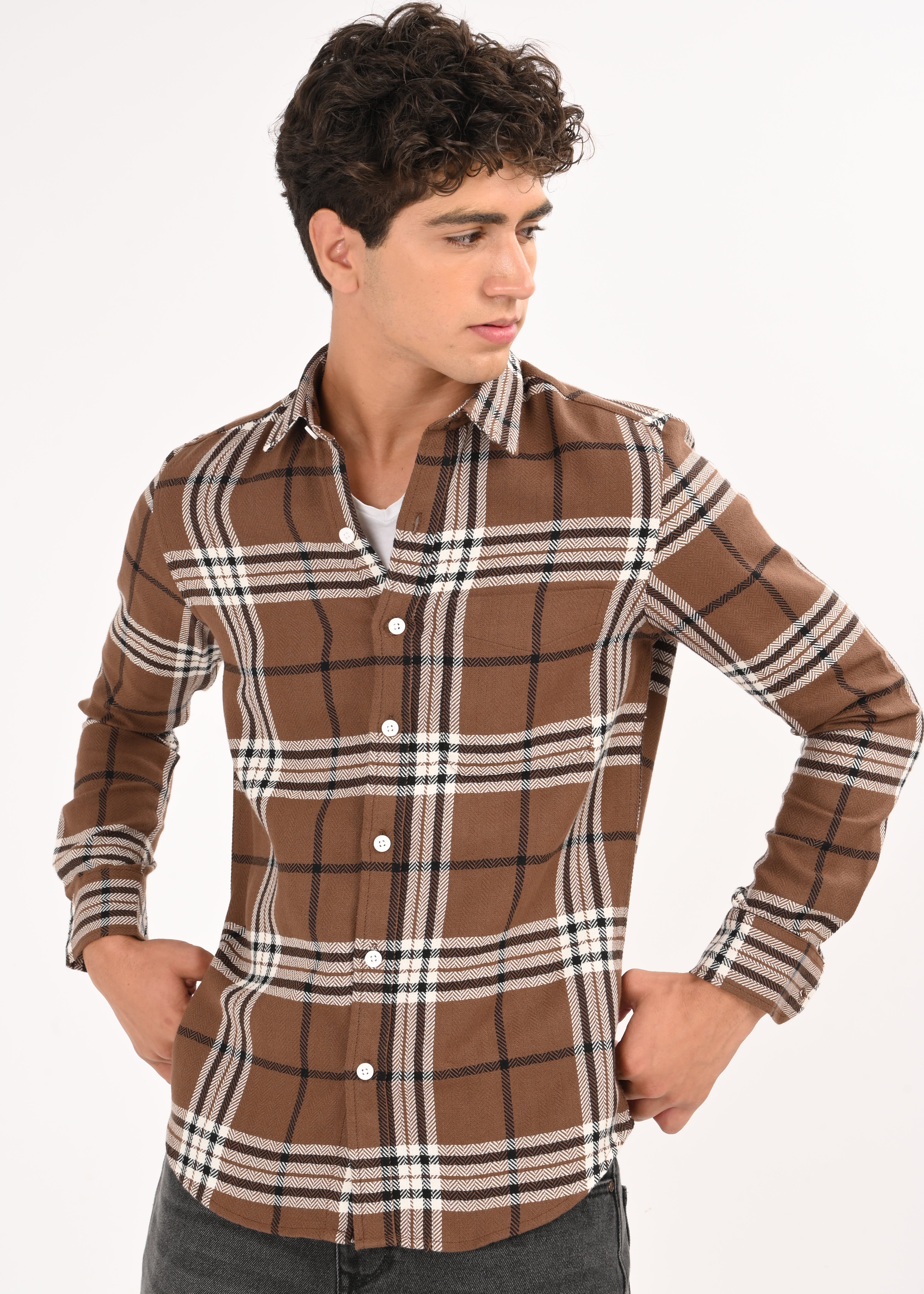 Men Brown Classic Bold Checked Shirt