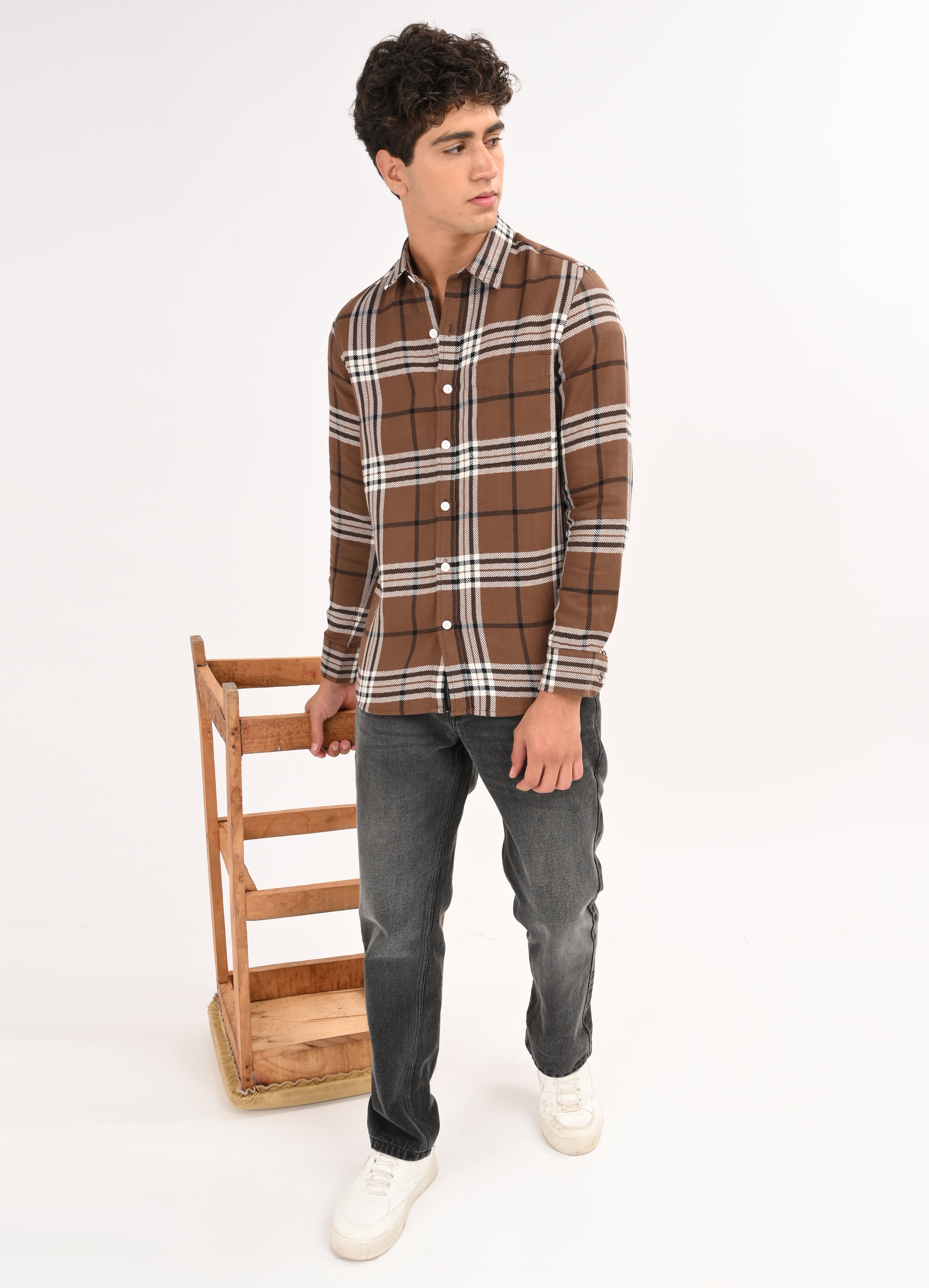 Men Brown Classic Bold Checked Shirt