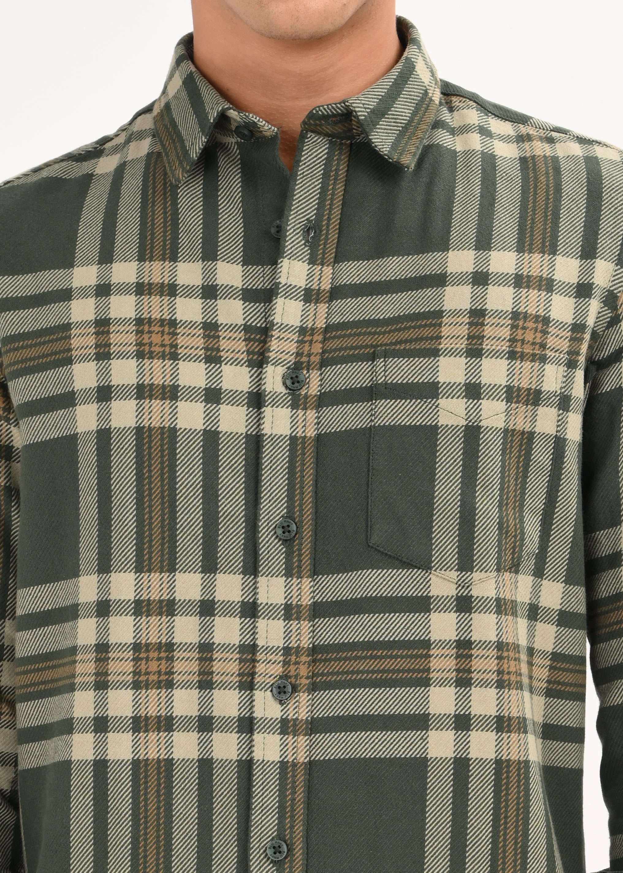 Men Green Classic Checked Shirt