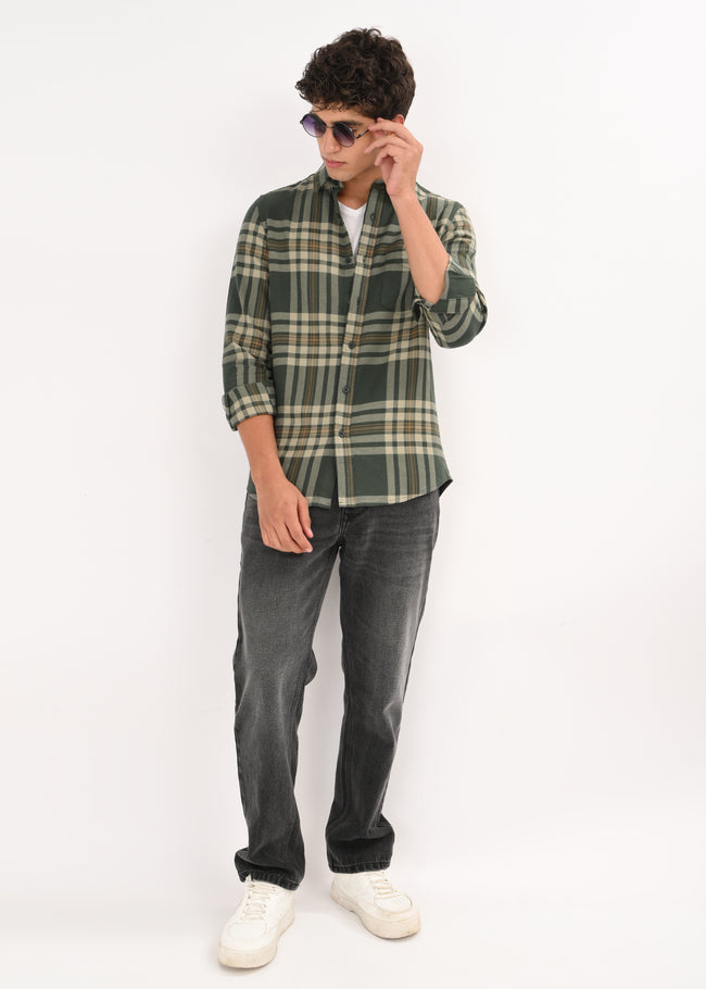 Men Green Classic Checked Shirt
