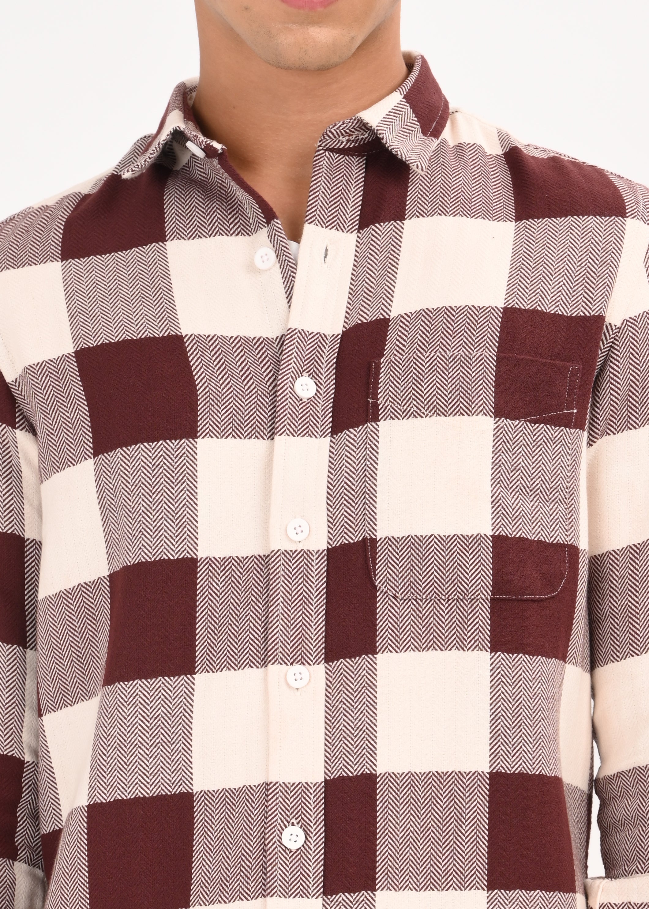 Men Maroon Classic Bold Checked Shirt
