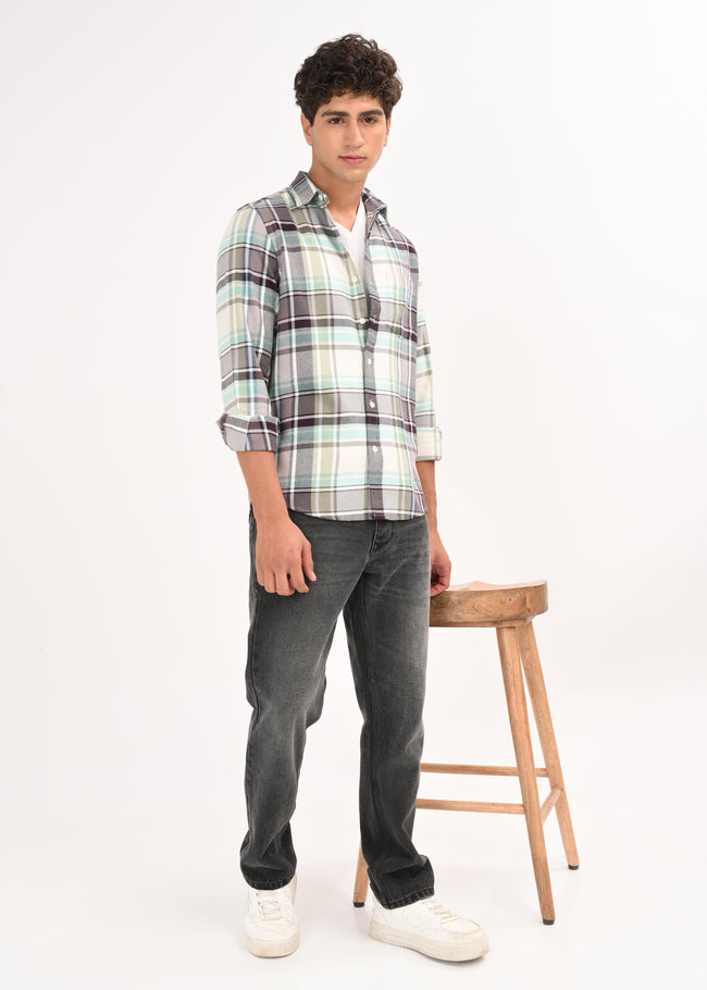 Men Sky Blue Classic Checked Shirt