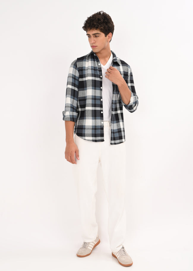 Men Blue Classic Checked Shirt
