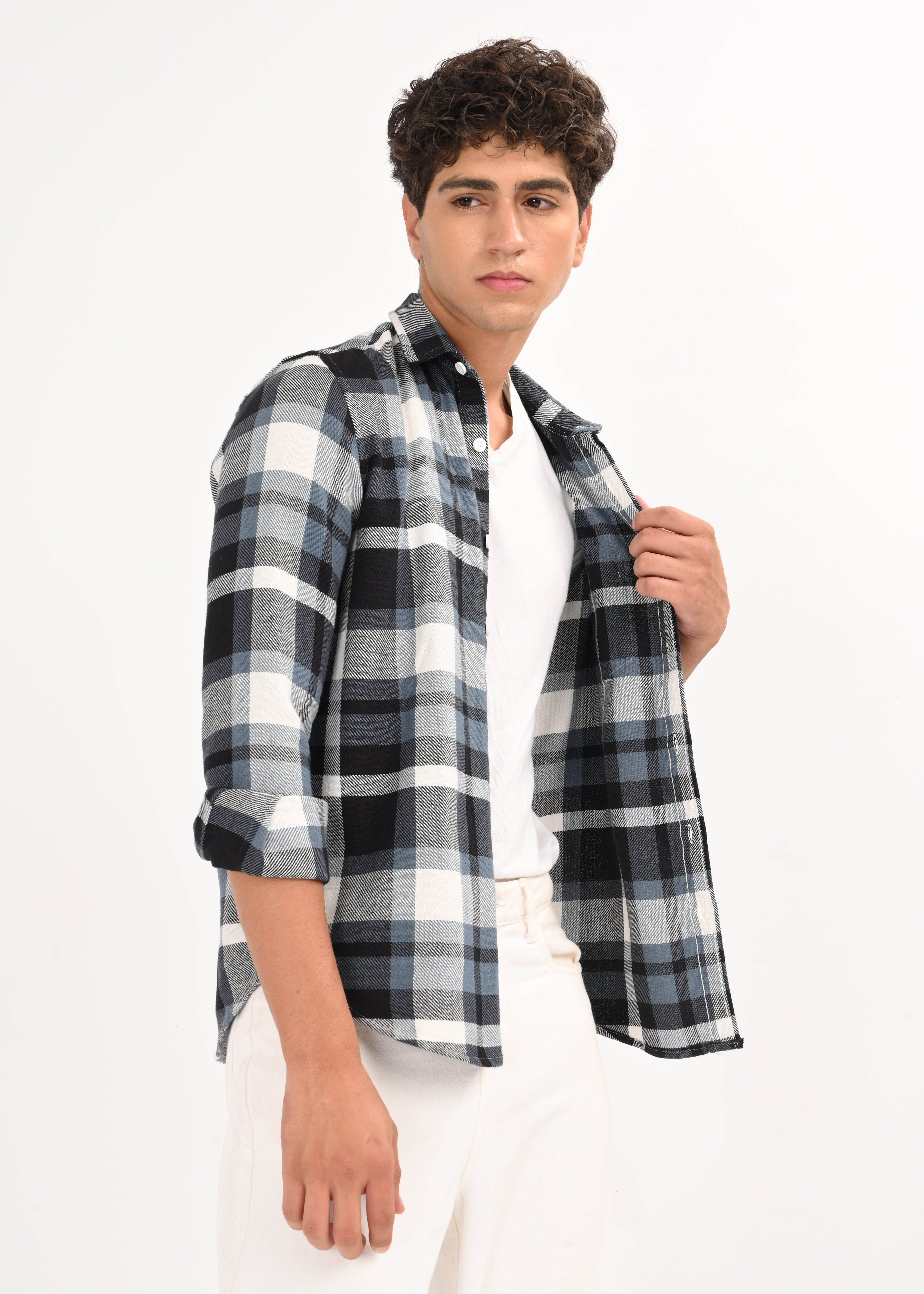 Men Blue Classic Checked Shirt