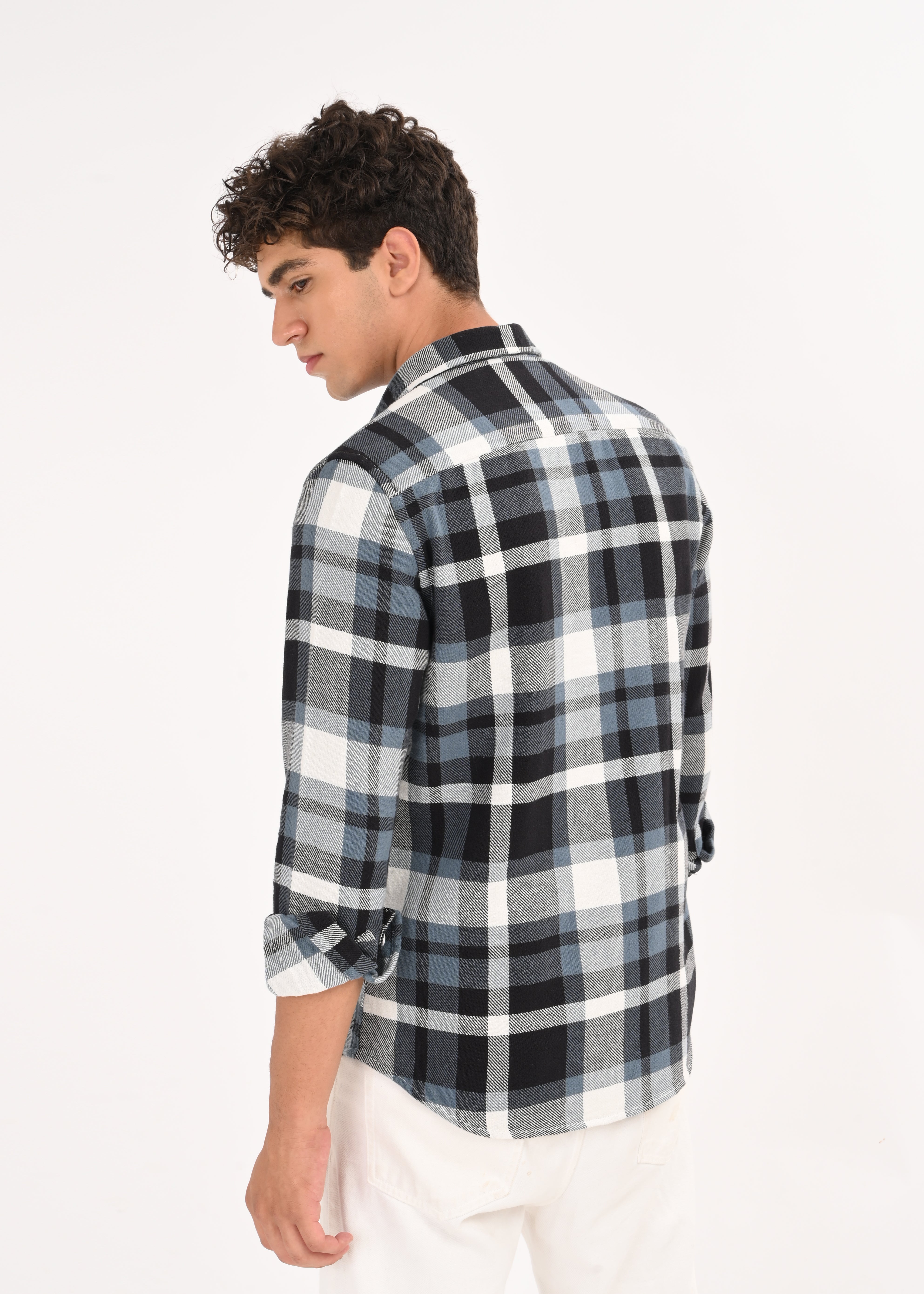 Men Blue Classic Checked Shirt