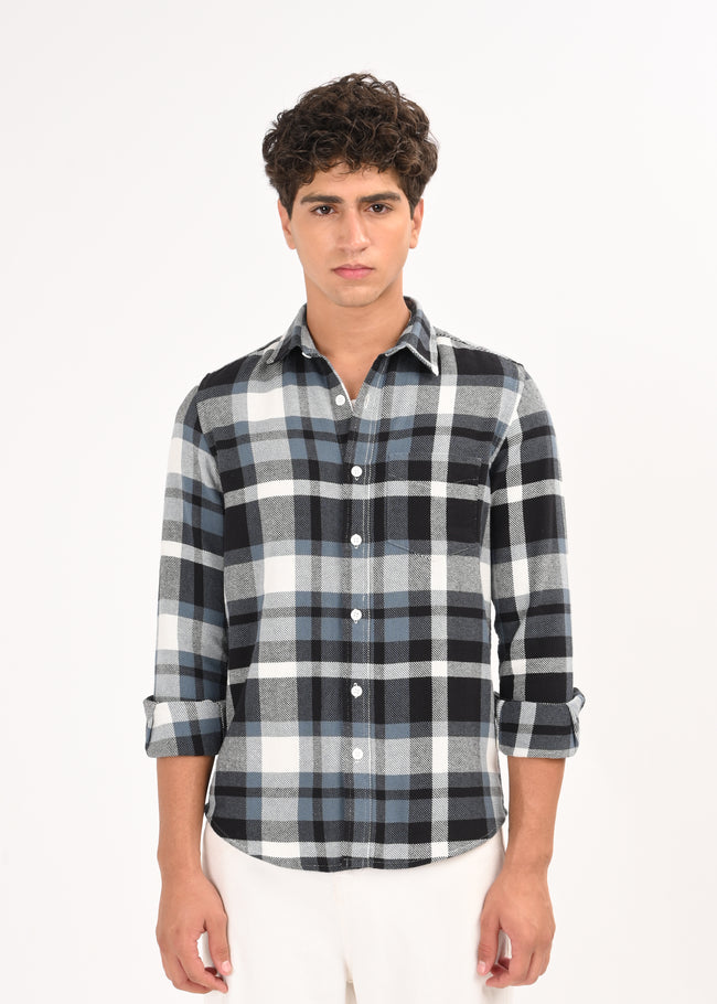 Men Blue Classic Checked Shirt