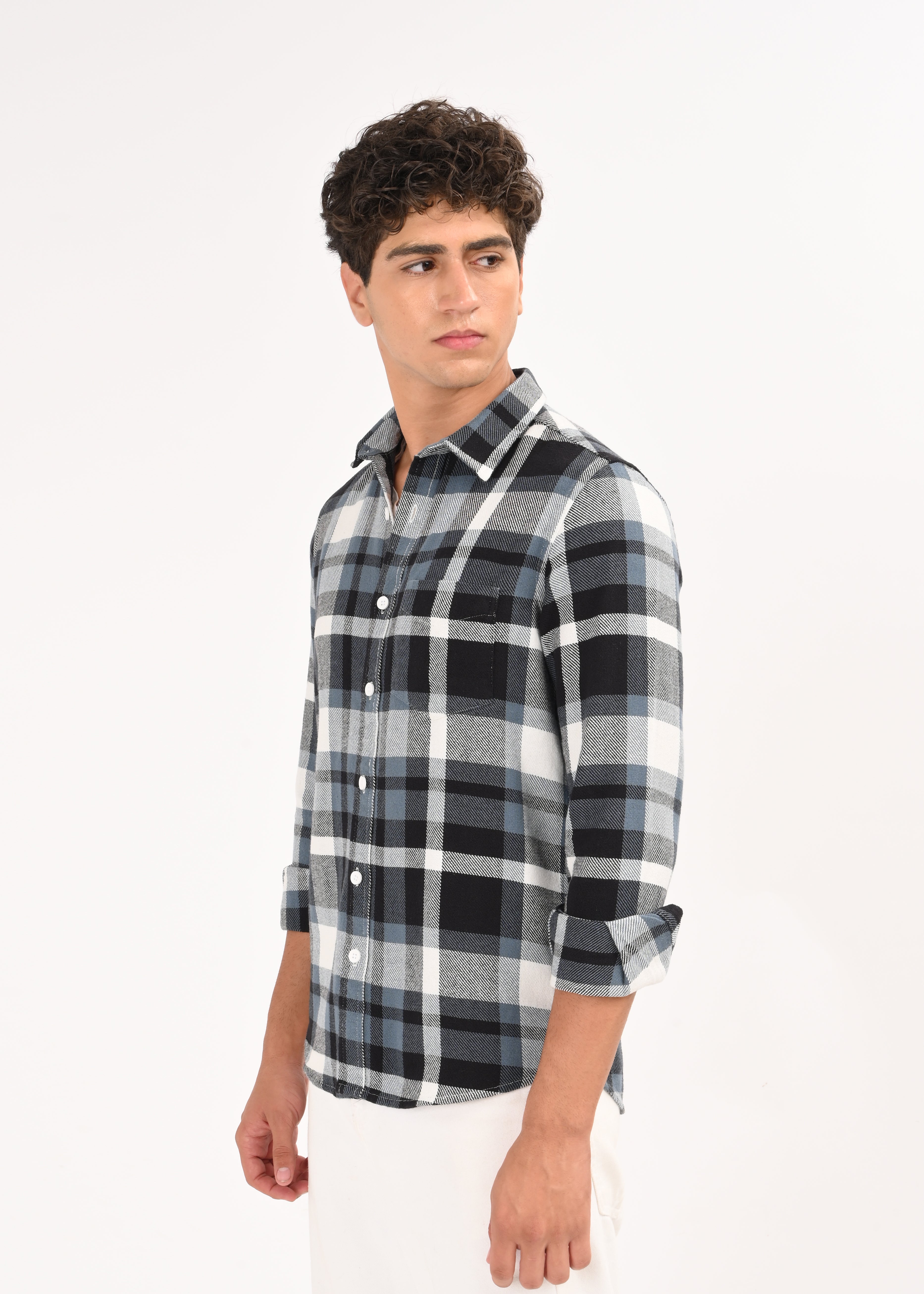 Men Blue Classic Checked Shirt