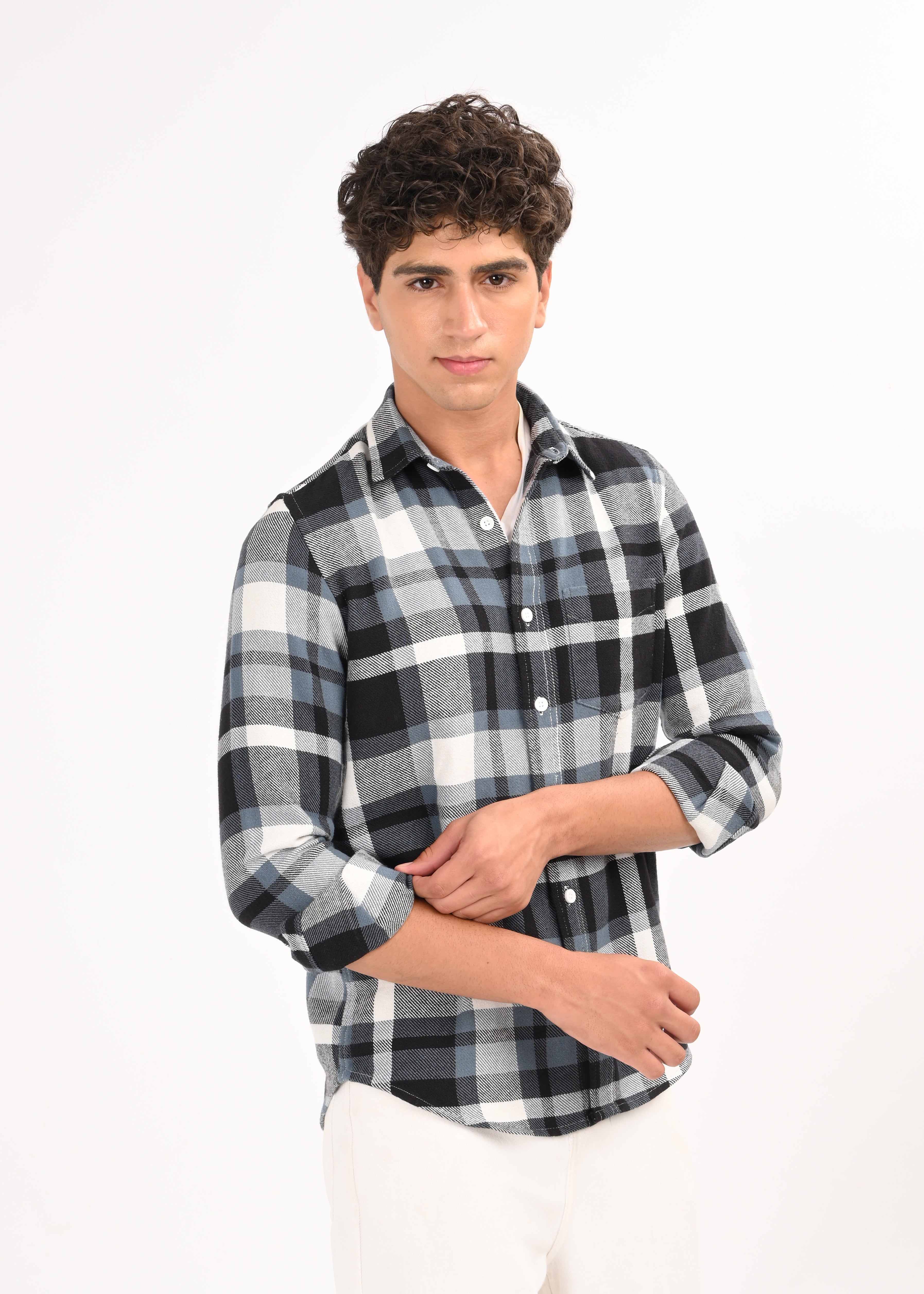 Men Blue Classic Checked Shirt