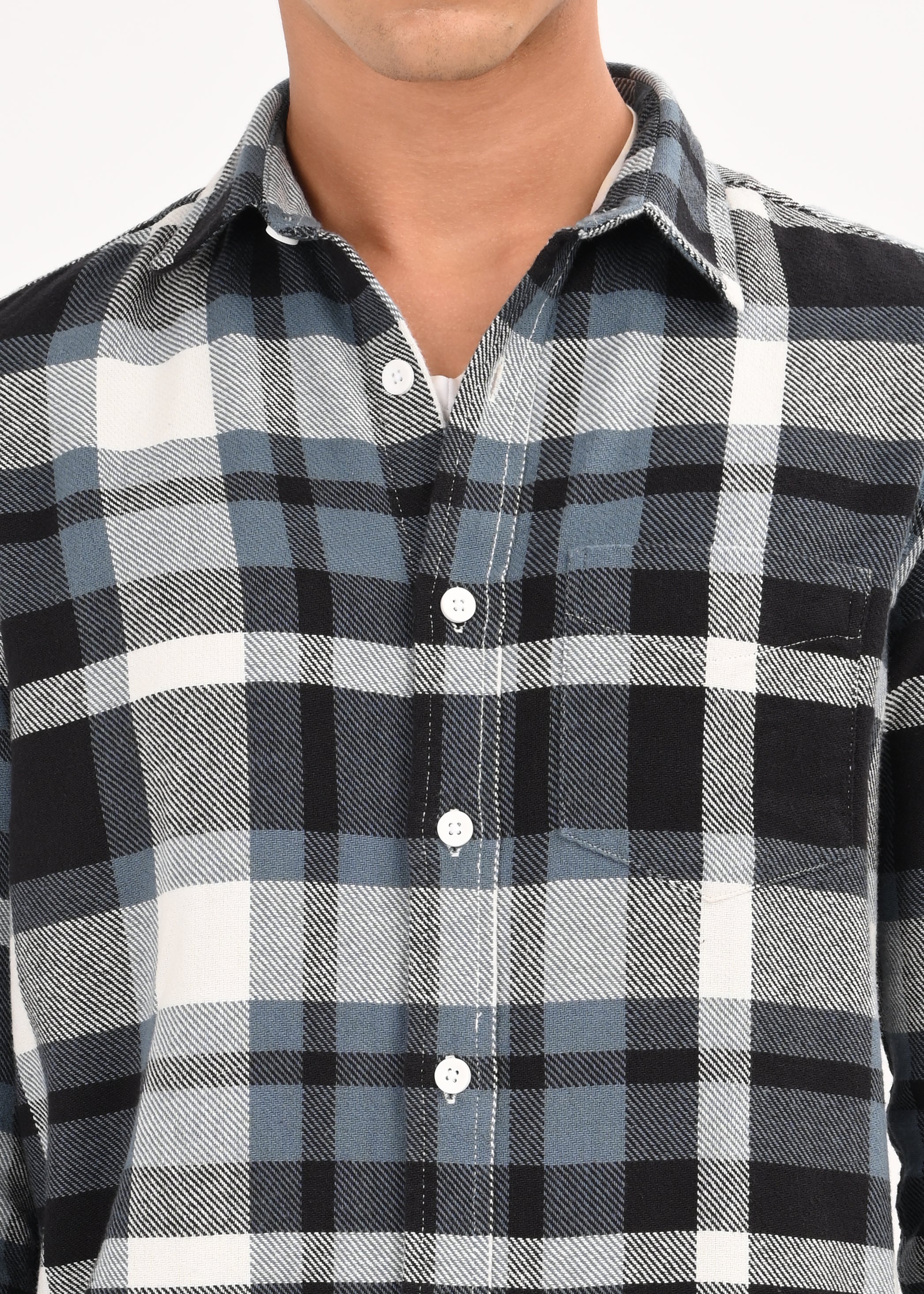 Men Blue Classic Checked Shirt