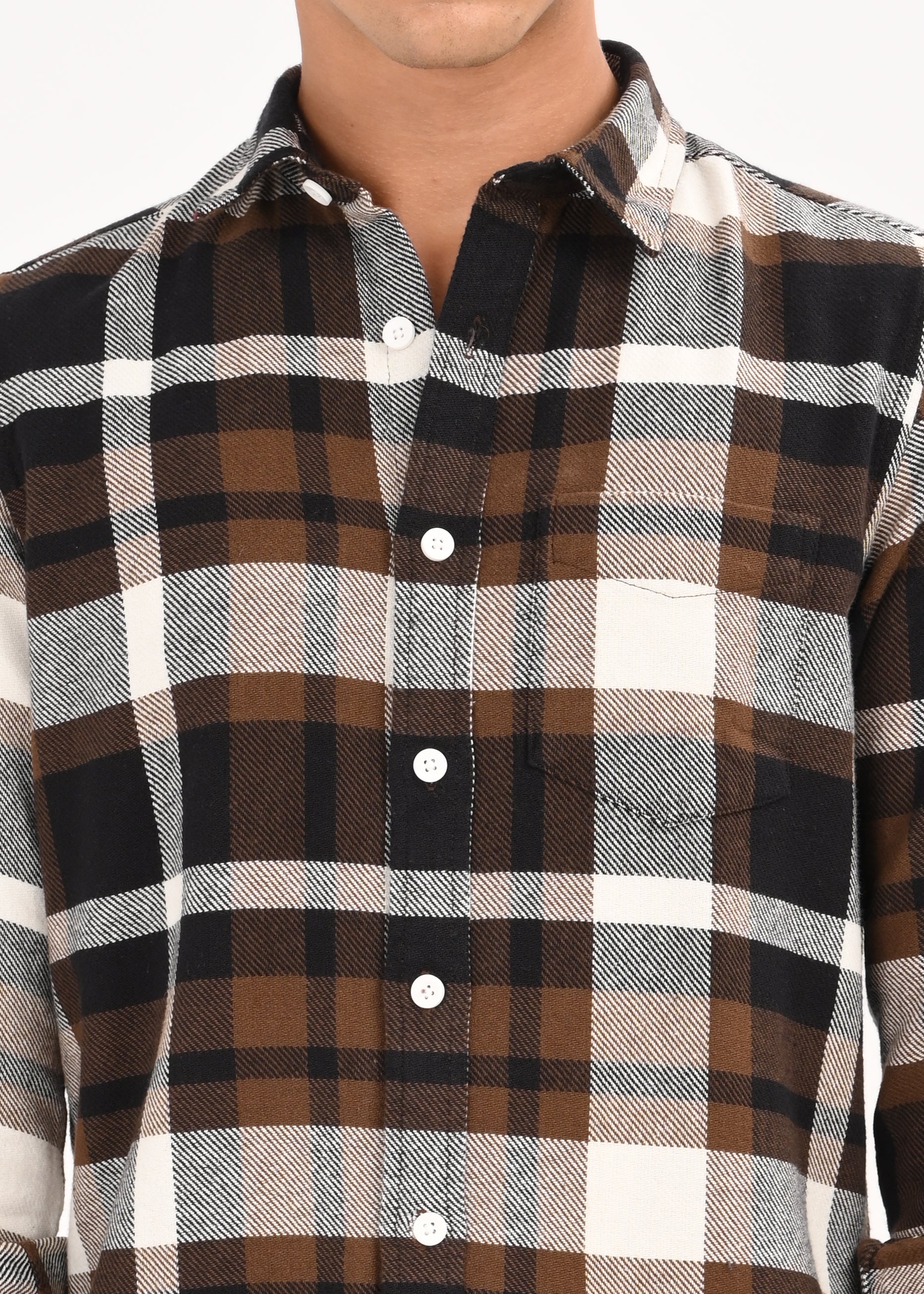 Men Brown Classic Checked Shirt