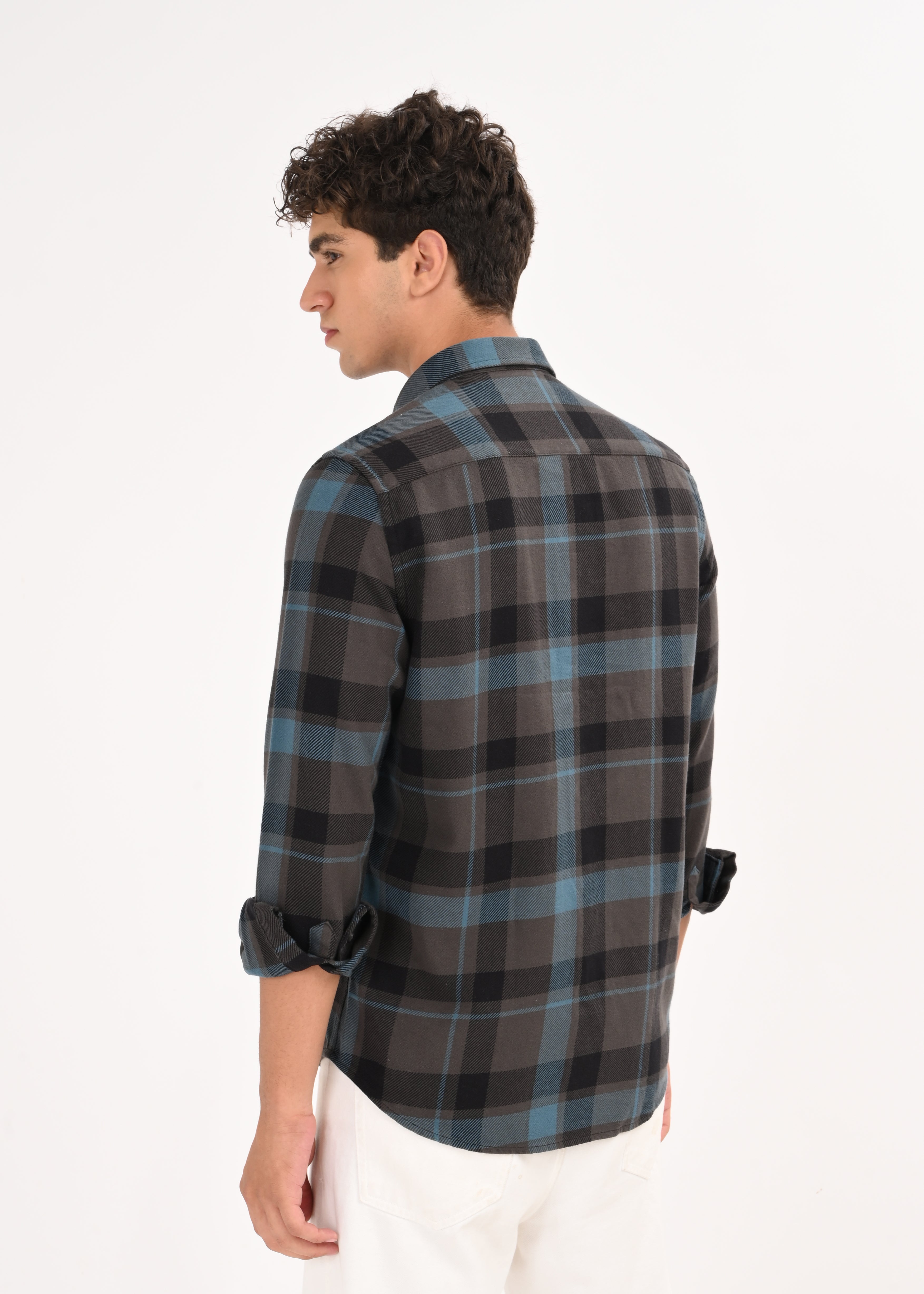 Men Blue Classic Checked Shirt