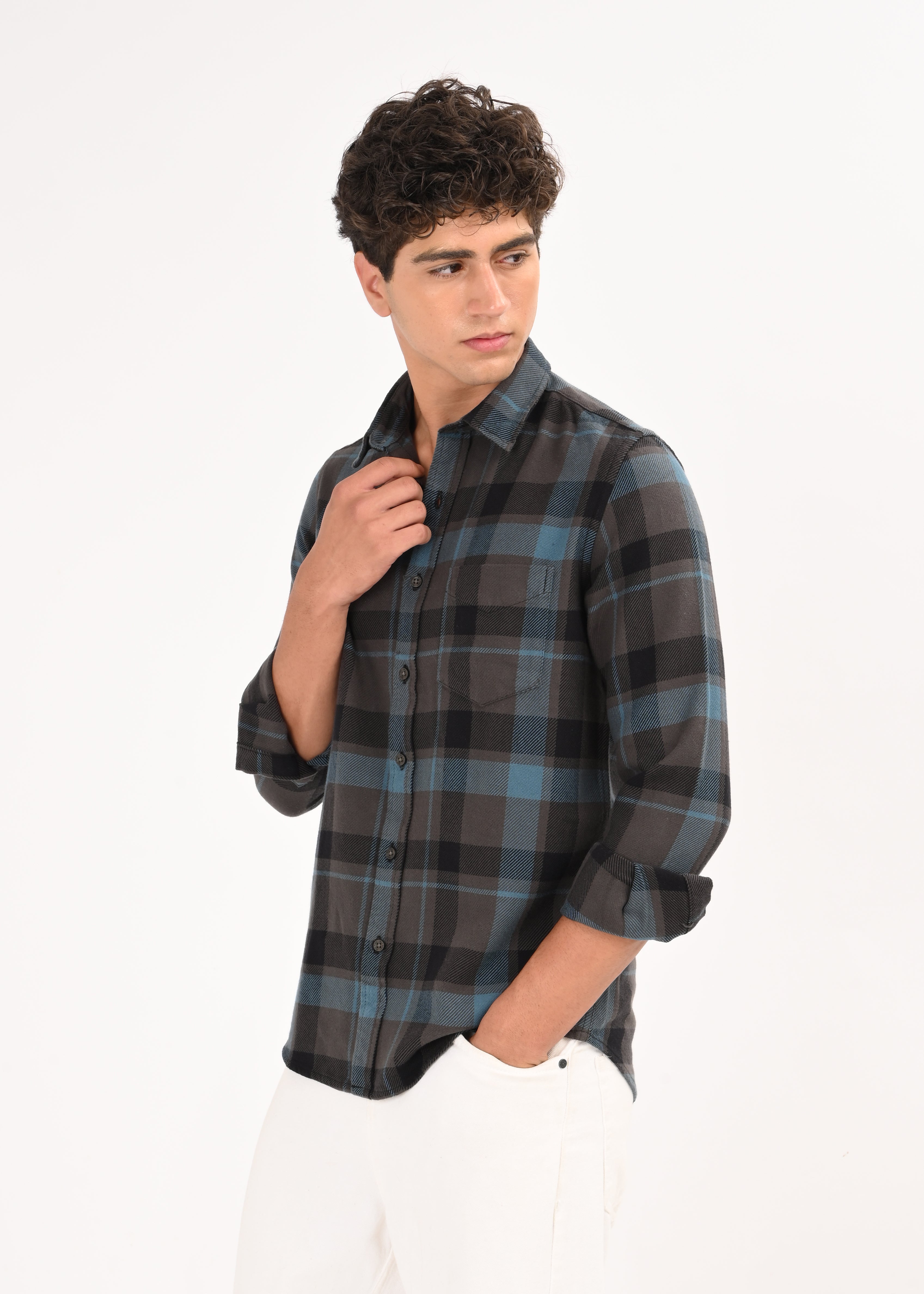 Men Blue Classic Checked Shirt