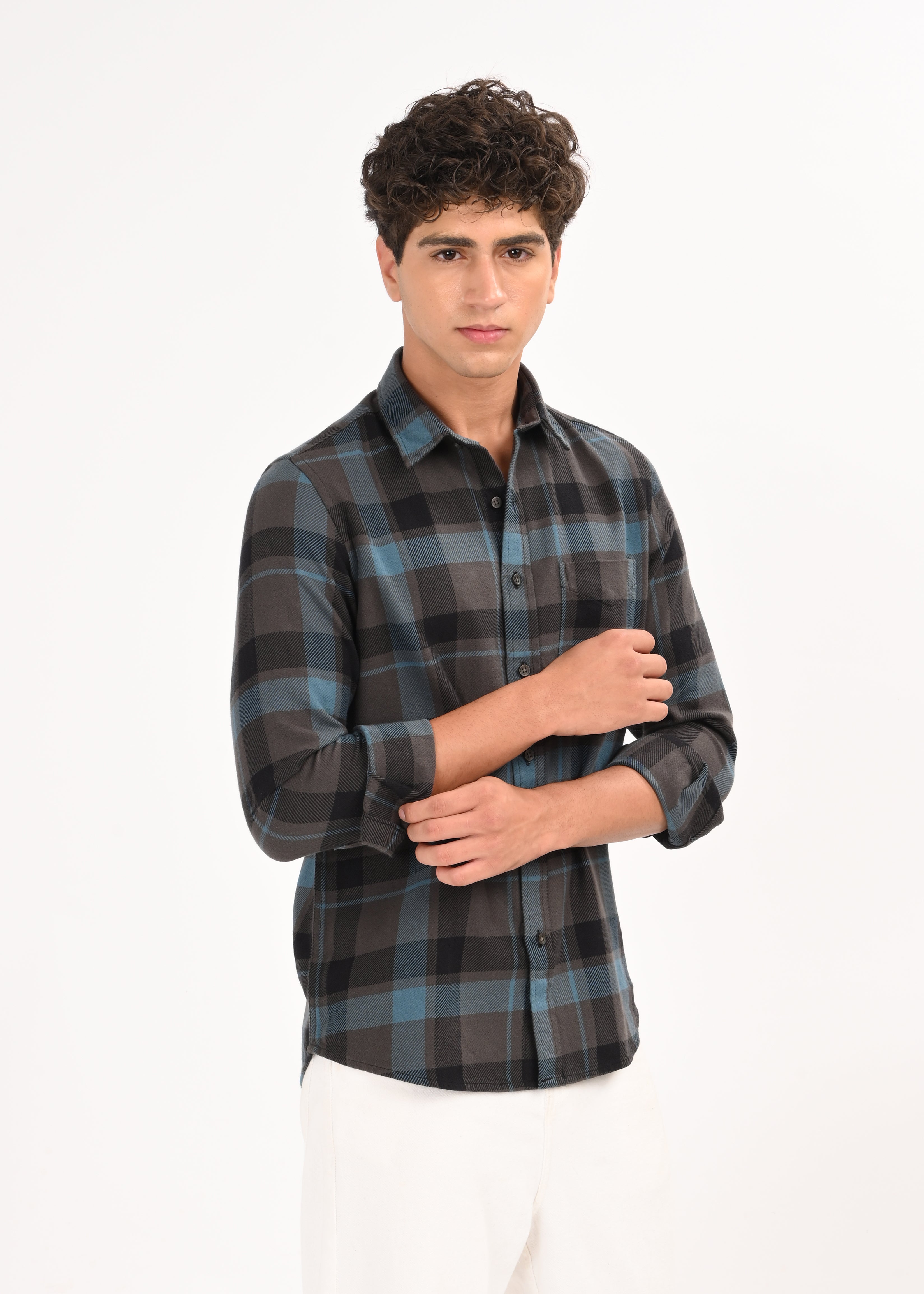 Men Blue Classic Checked Shirt