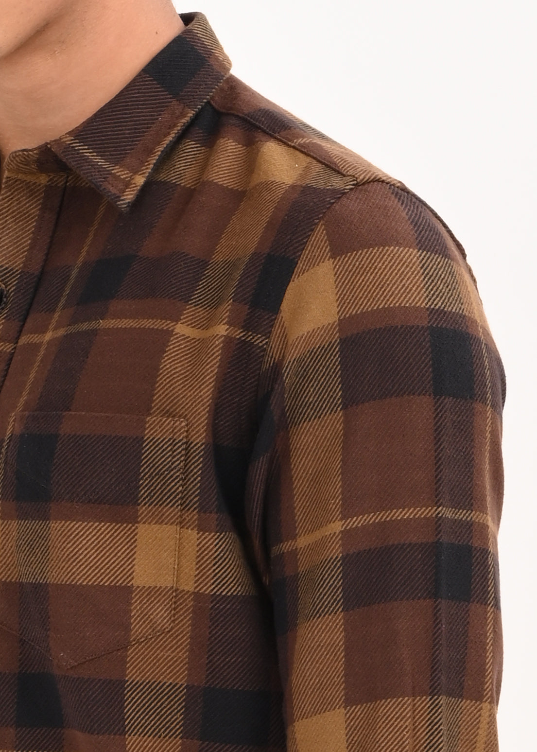 Men Coffee Classic Checked Shirt