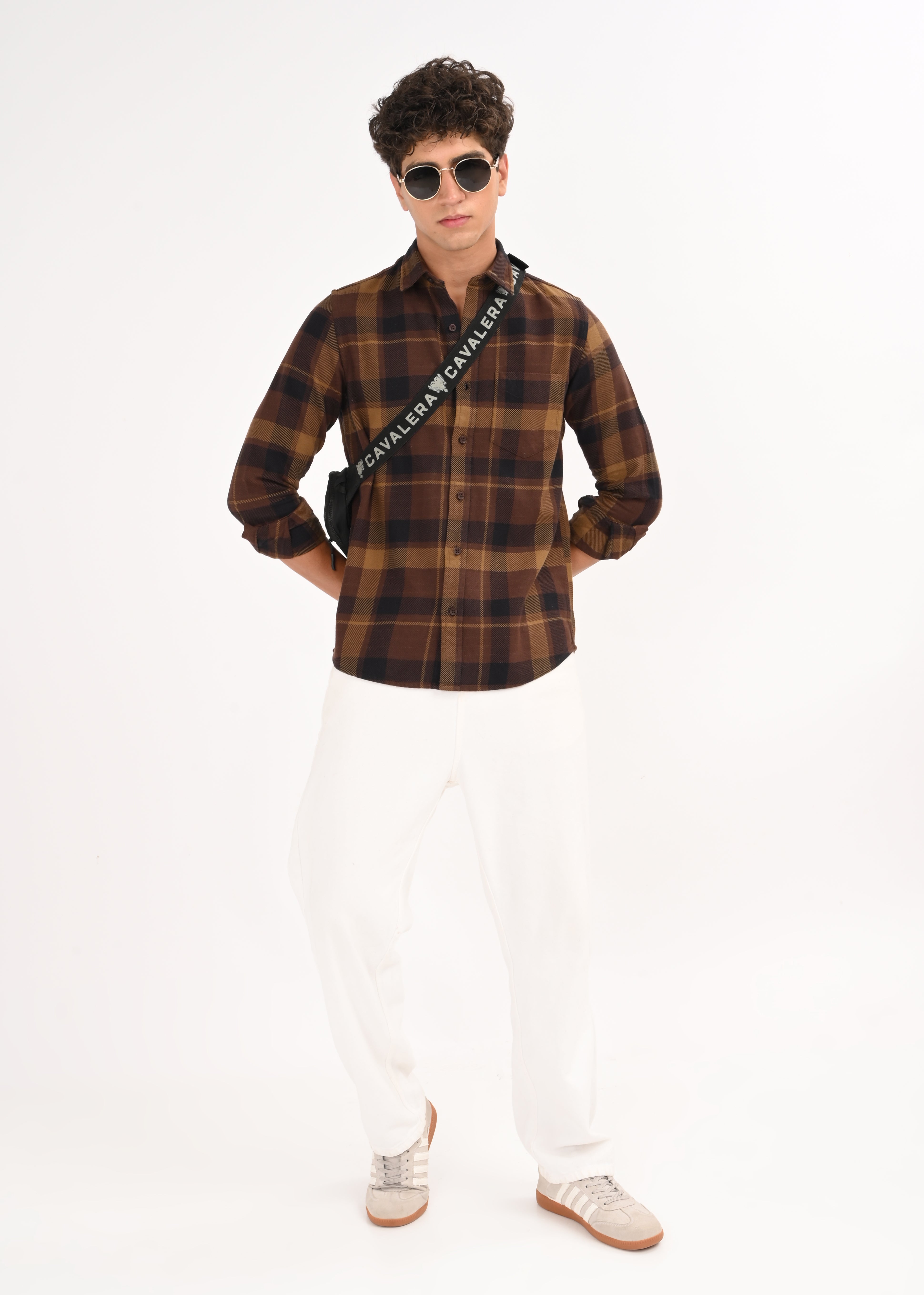 Men Coffee Classic Checked Shirt