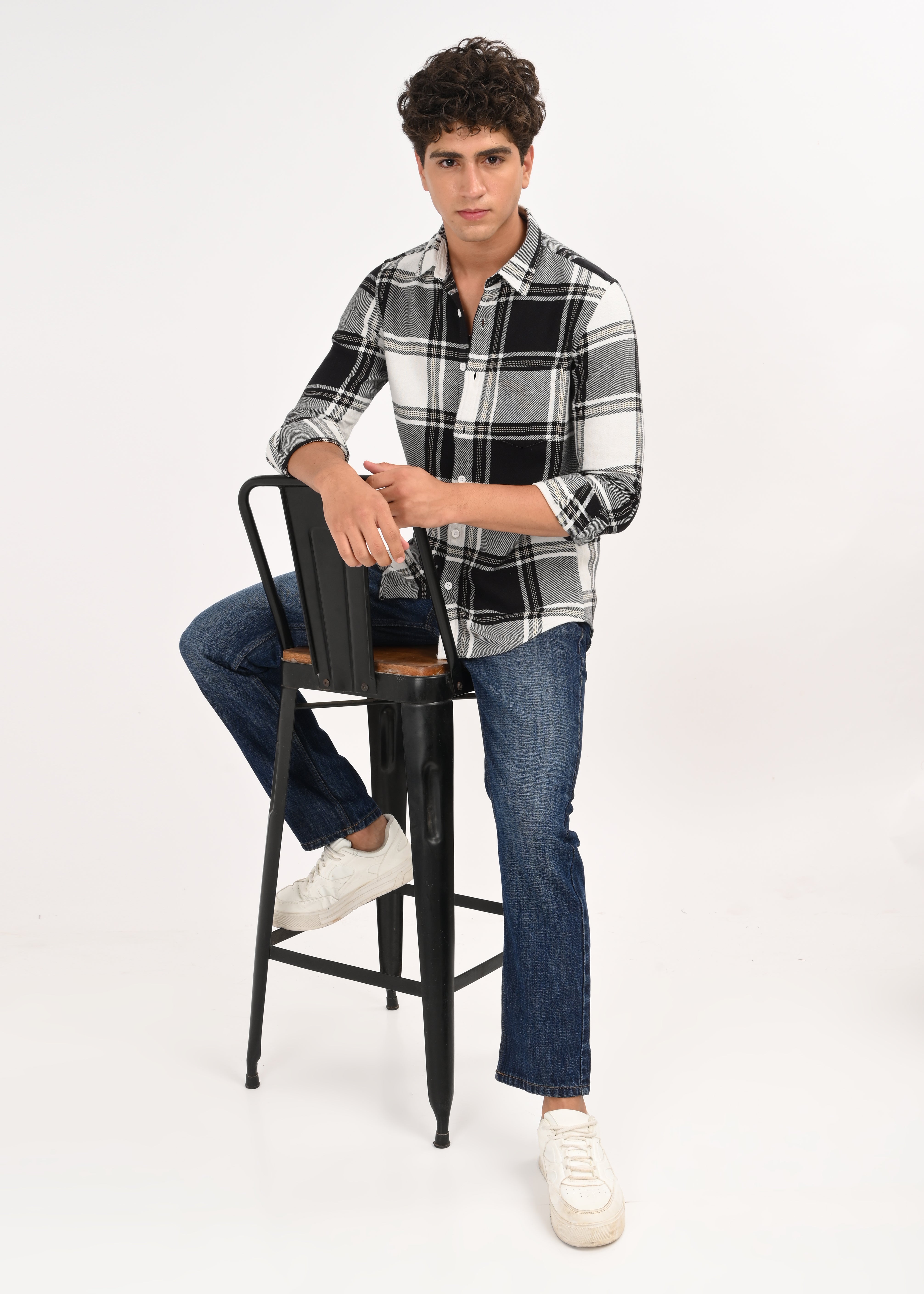 Men Black Classic Checked Shirt