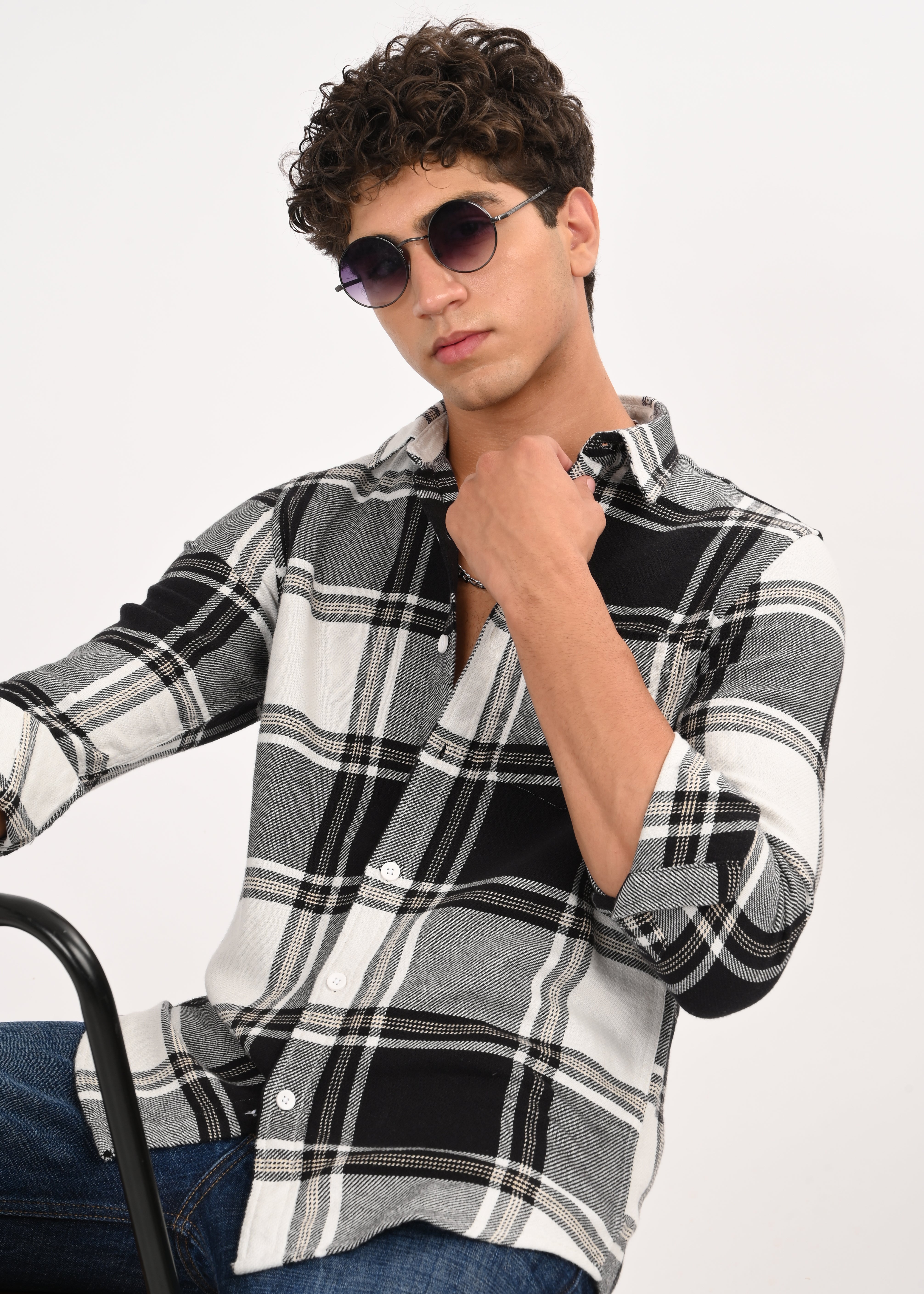 Men Black Classic Checked Shirt