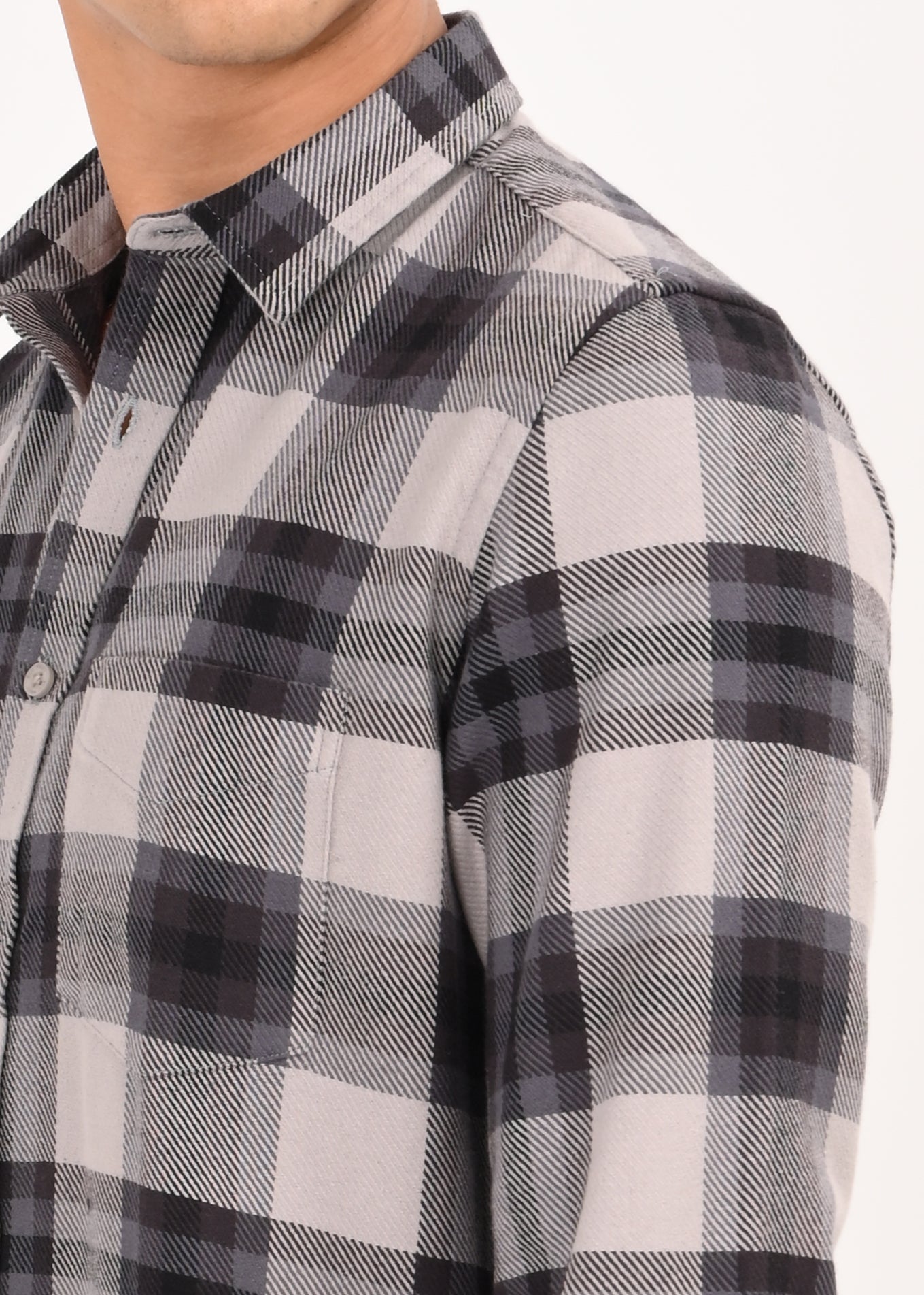 Men Grey Classic Checked Shirt