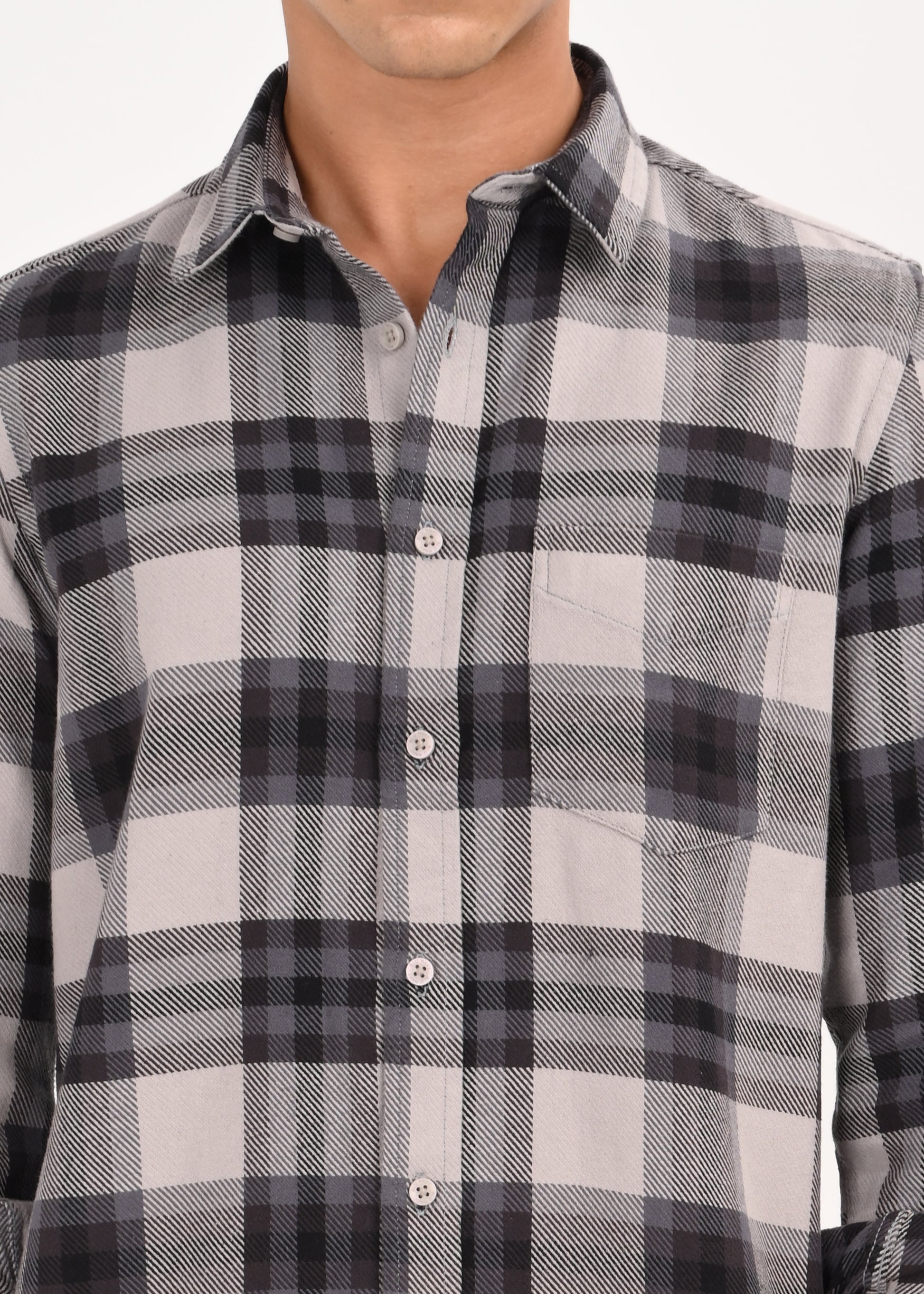 Men Grey Classic Checked Shirt